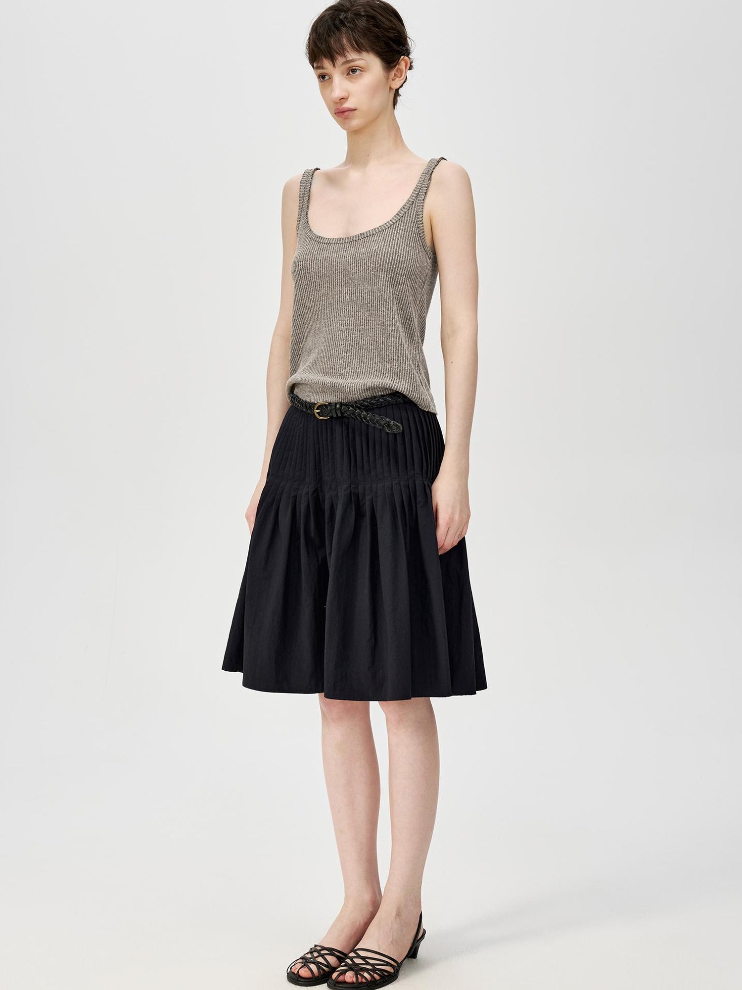 Northbutsouth Linen Relaxed Frayed Edge Ribbed Vest
