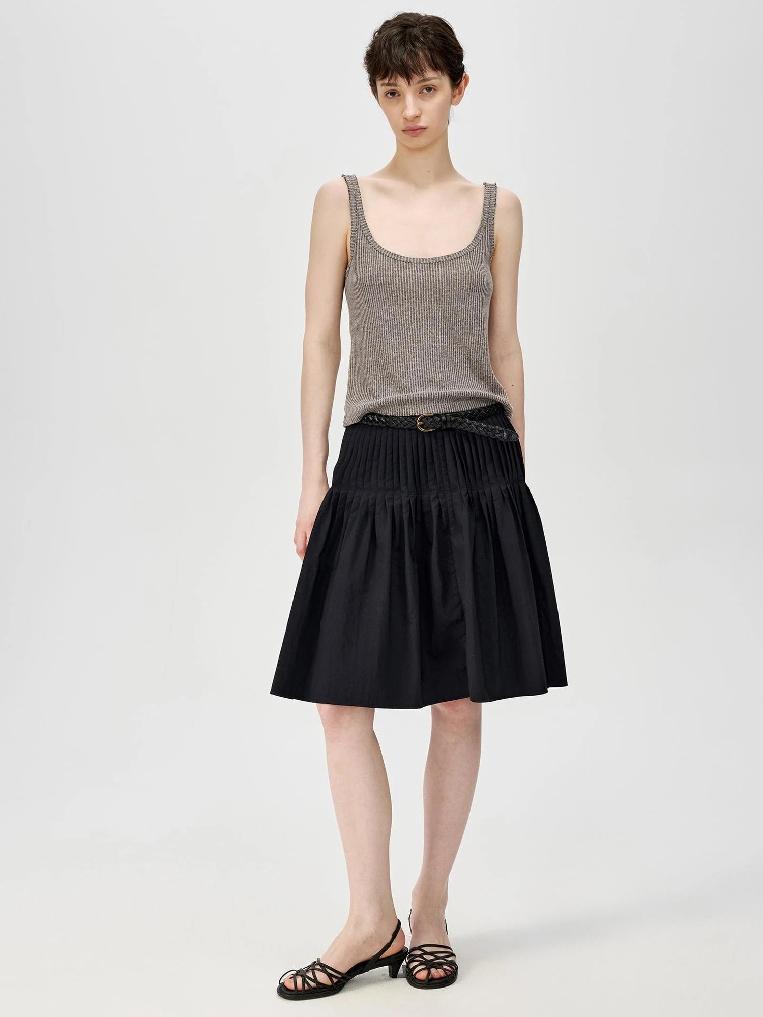 Linen Relaxed Frayed Edge Ribbed Vest