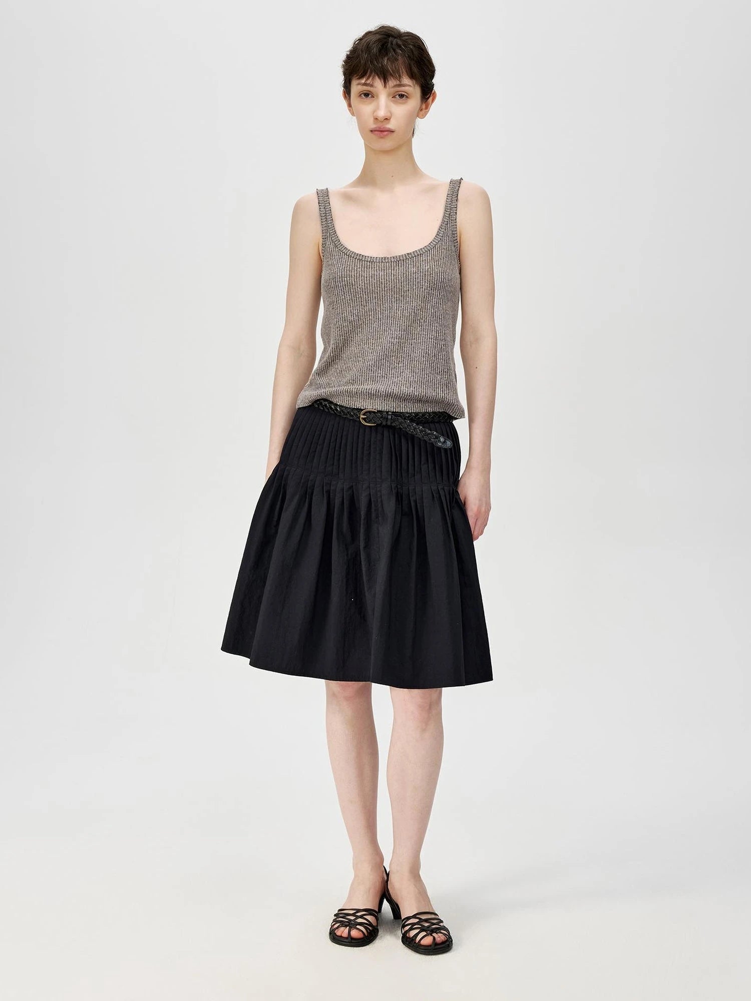 Linen Relaxed Frayed Edge Ribbed Vest