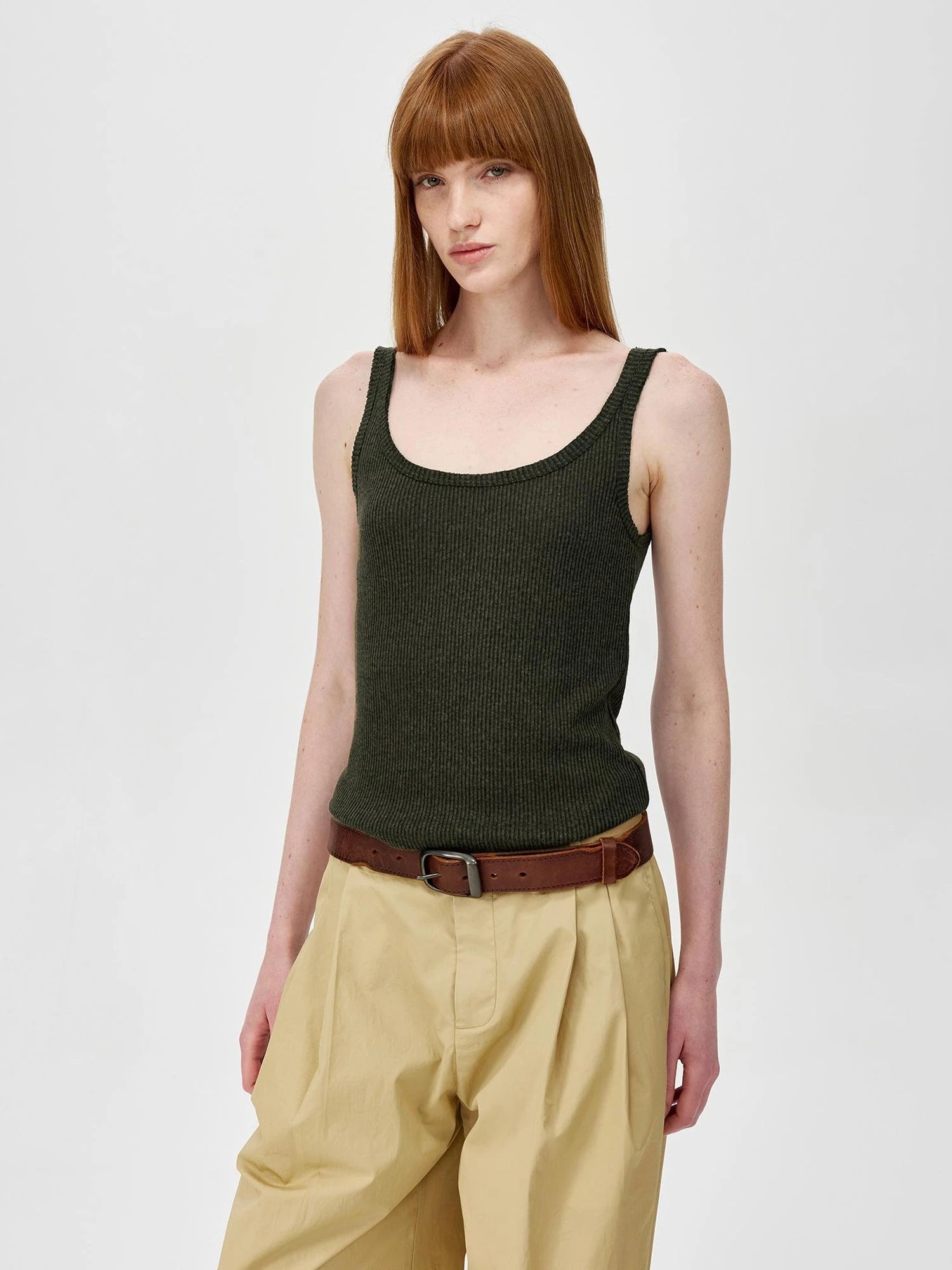 Linen Relaxed Frayed Edge Ribbed Vest