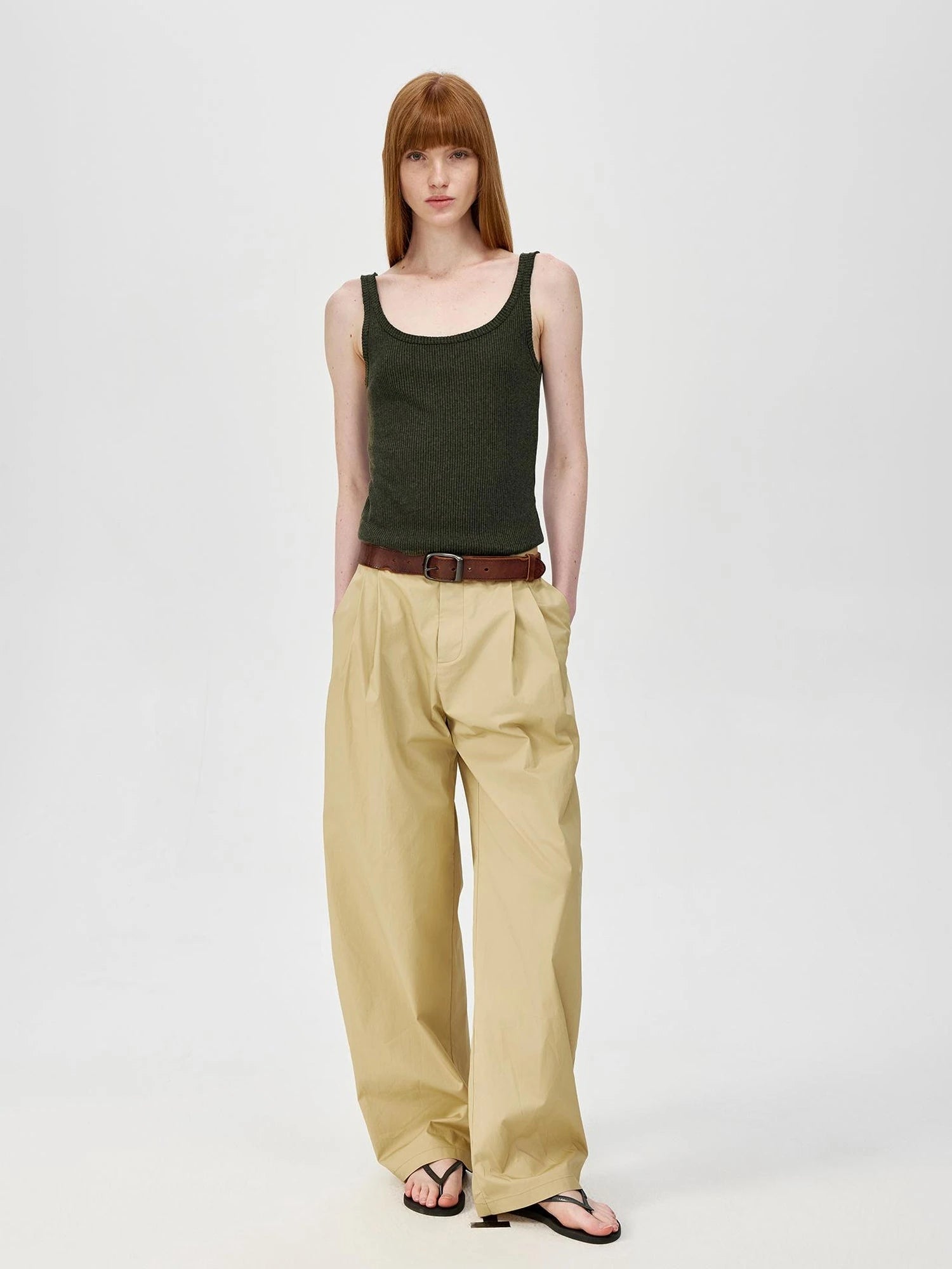 Linen Relaxed Frayed Edge Ribbed Vest