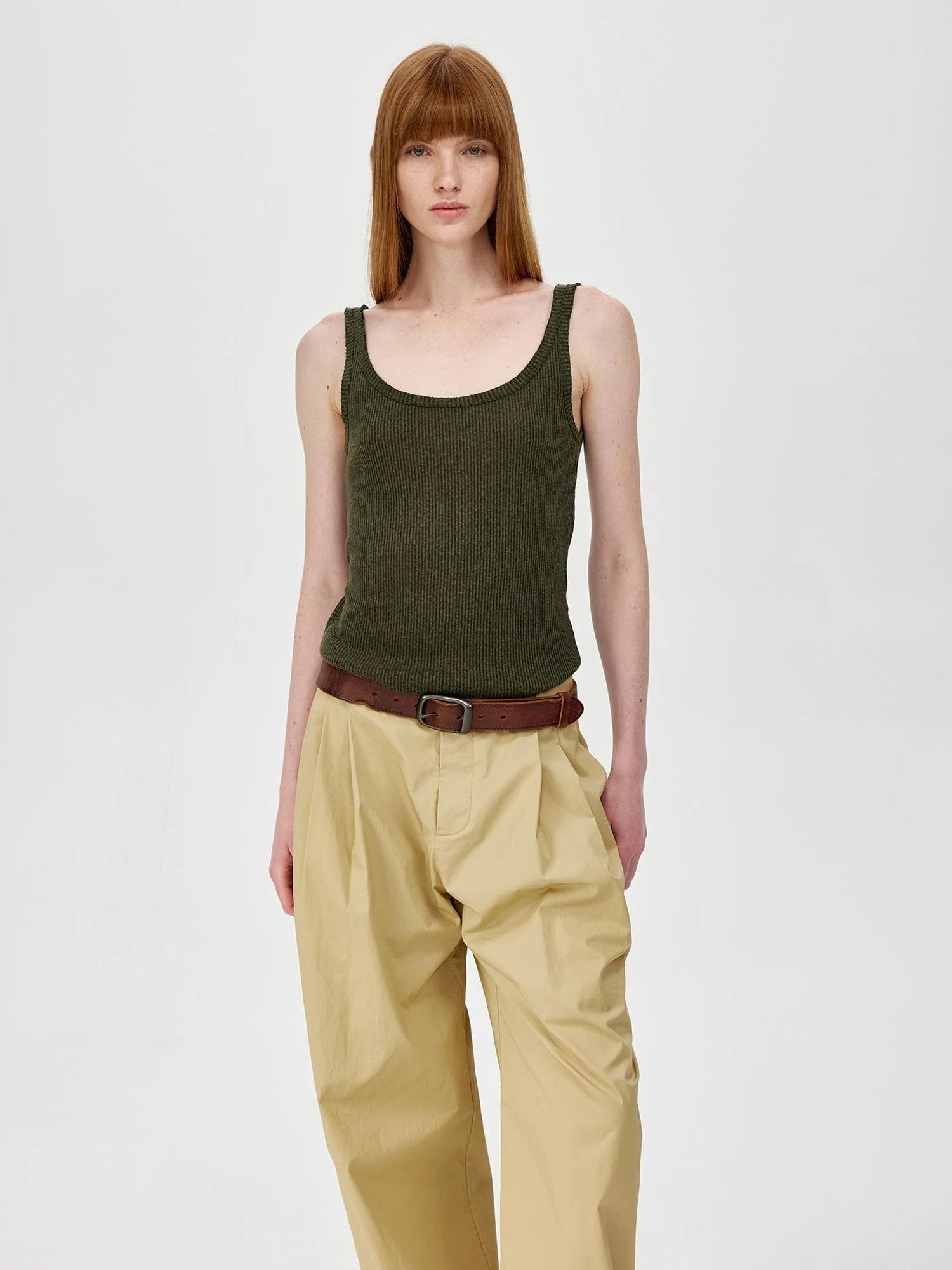 Linen Relaxed Frayed Edge Ribbed Vest
