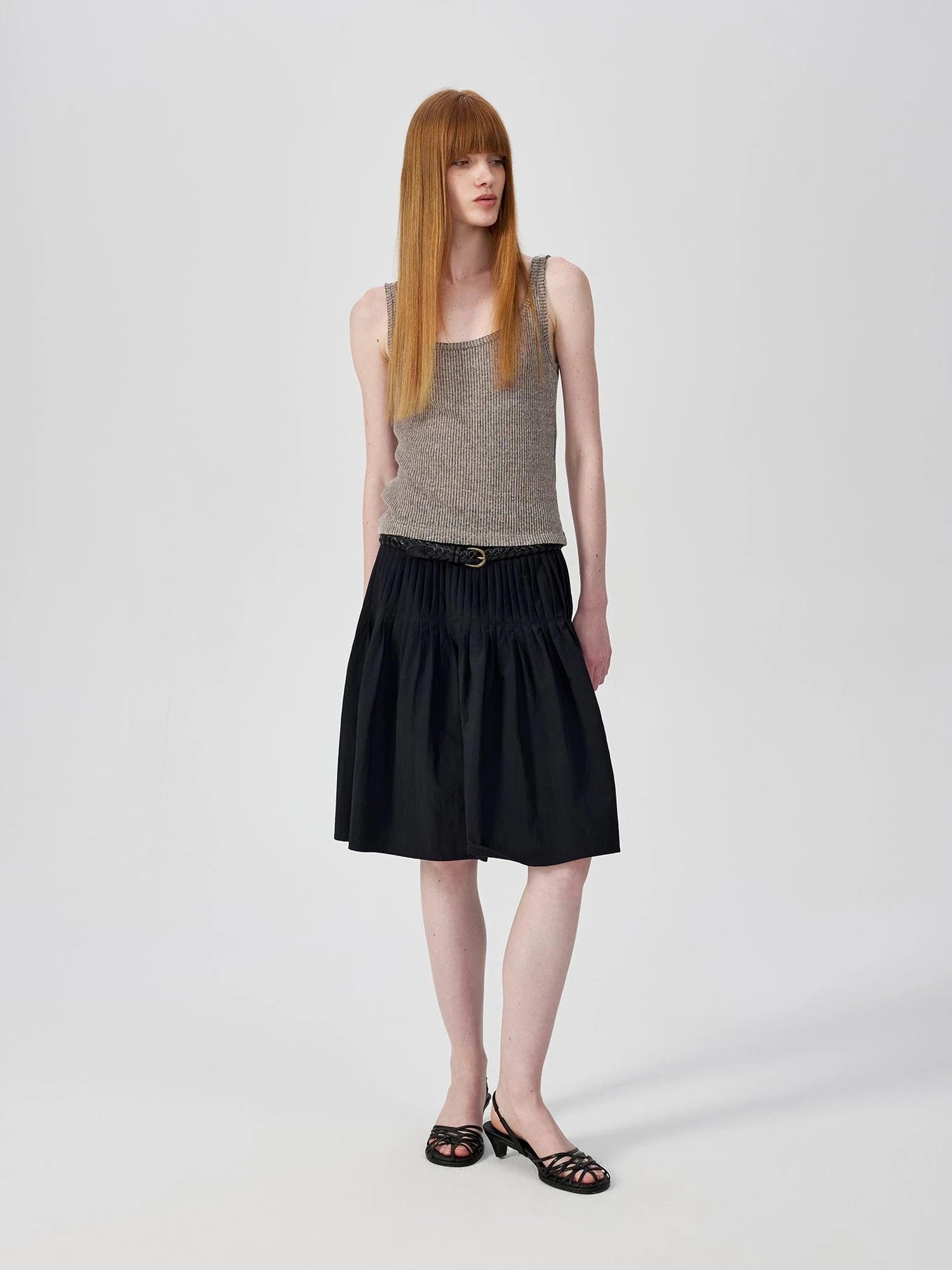 Linen Relaxed Frayed Edge Ribbed Vest