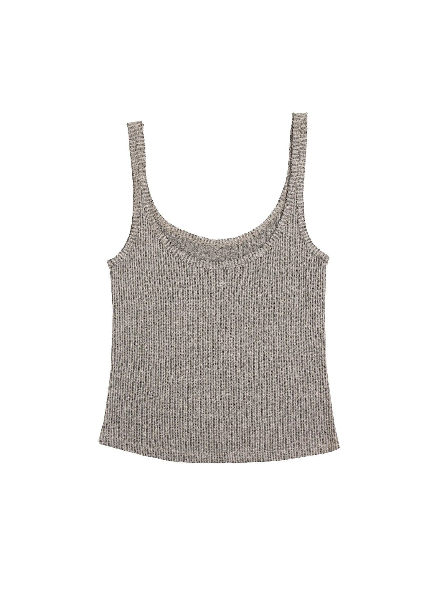 Linen Relaxed Frayed Edge Ribbed Vest