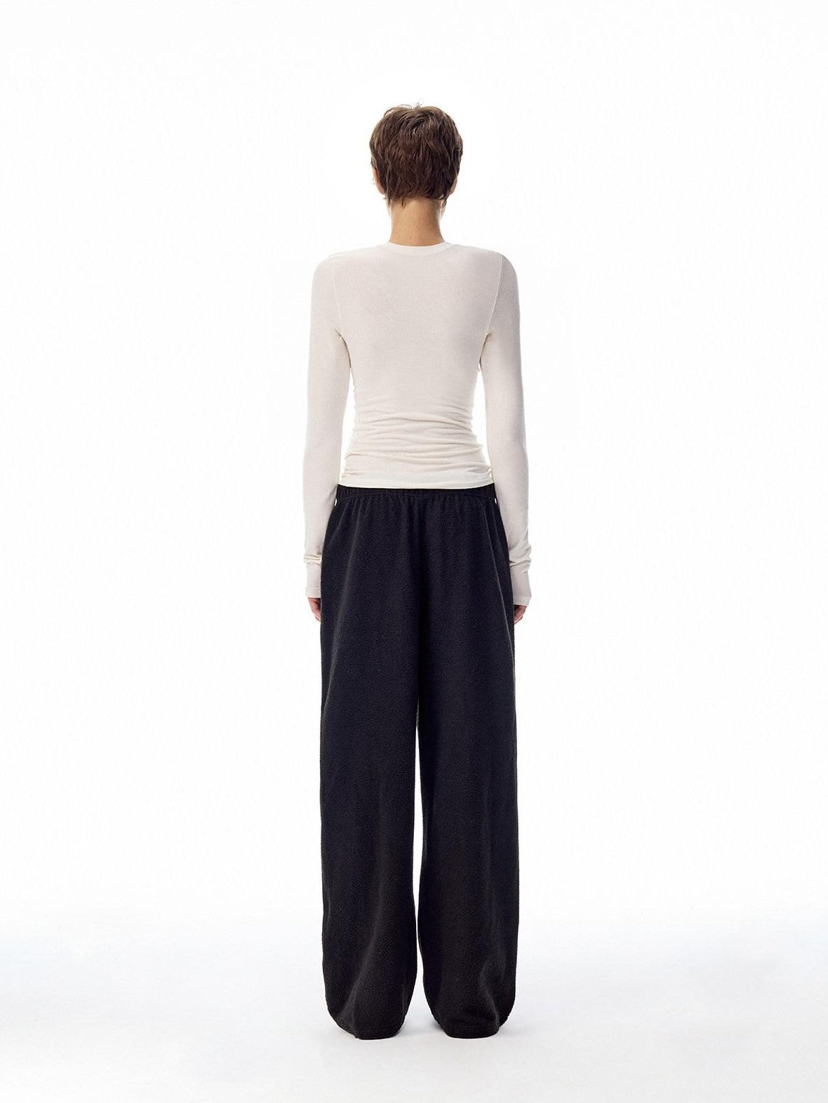 Northbutsouth Loose Thermal Fleece Elastic Waist Curved Women&