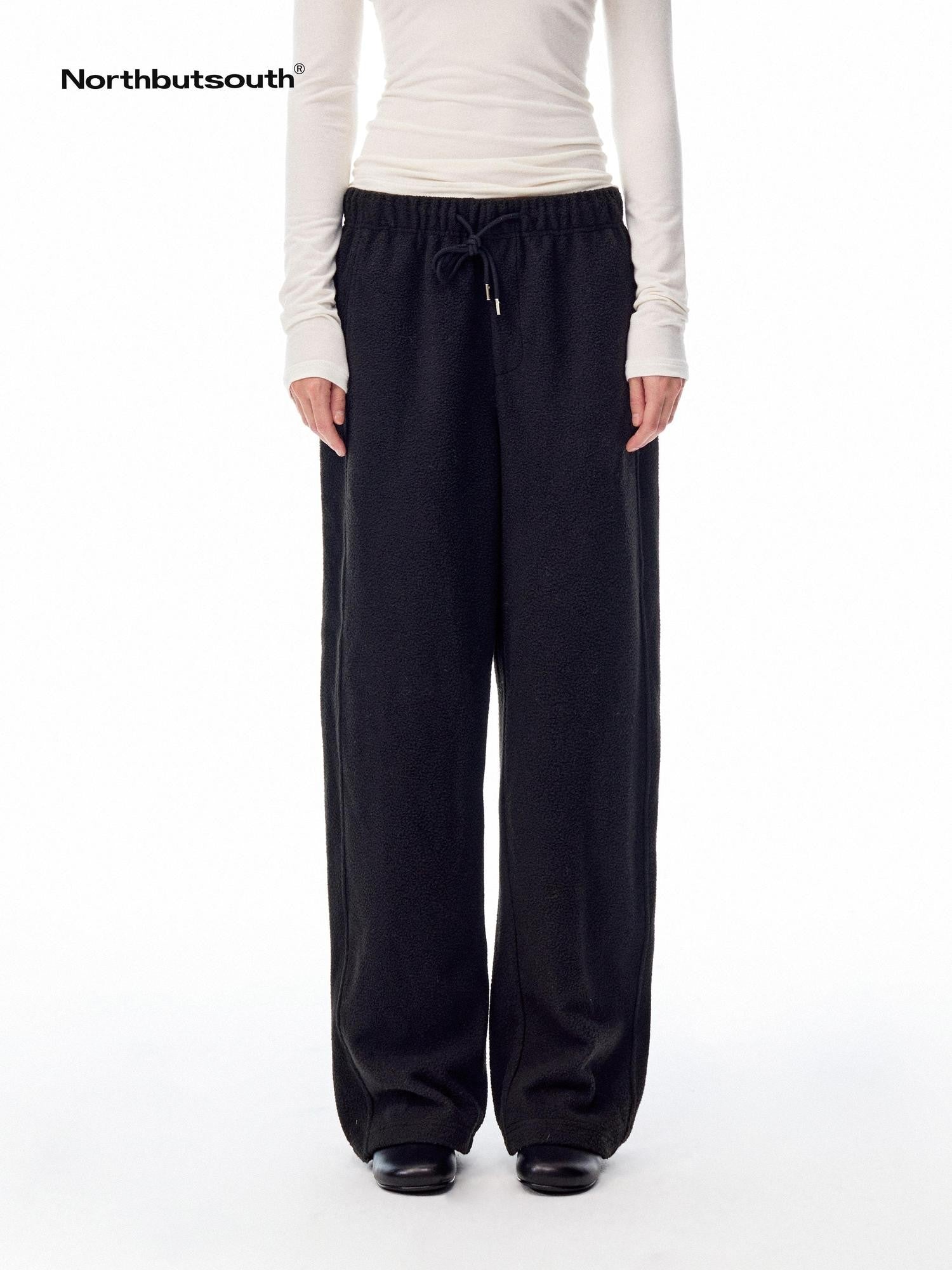 Northbutsouth Loose Thermal Fleece Elastic Waist Curved Women&