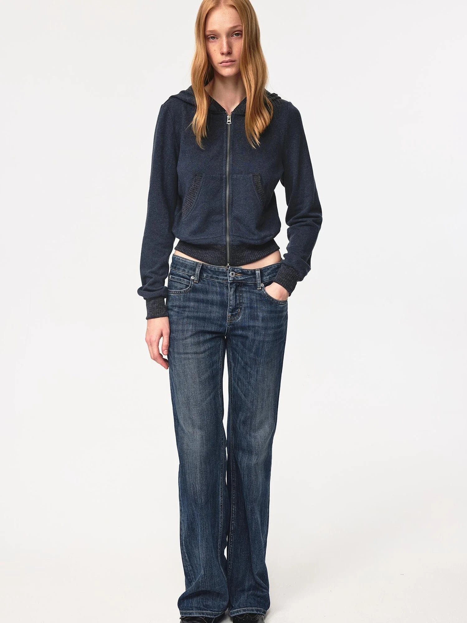 Low Rise Slim Fit Vintage Washed Stretch Denim Jeans