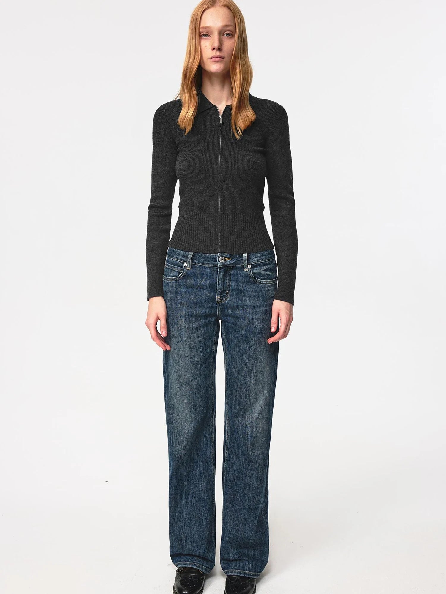 Low Rise Slim Fit Vintage Washed Stretch Denim Jeans