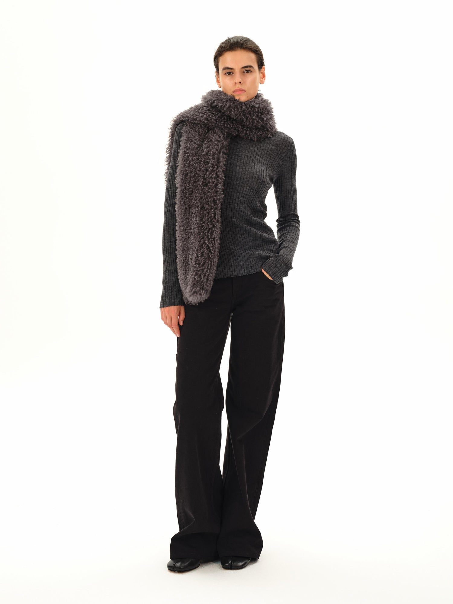 Northbutsouth Low Rise Wide Leg Black Twill Denim Trousers
