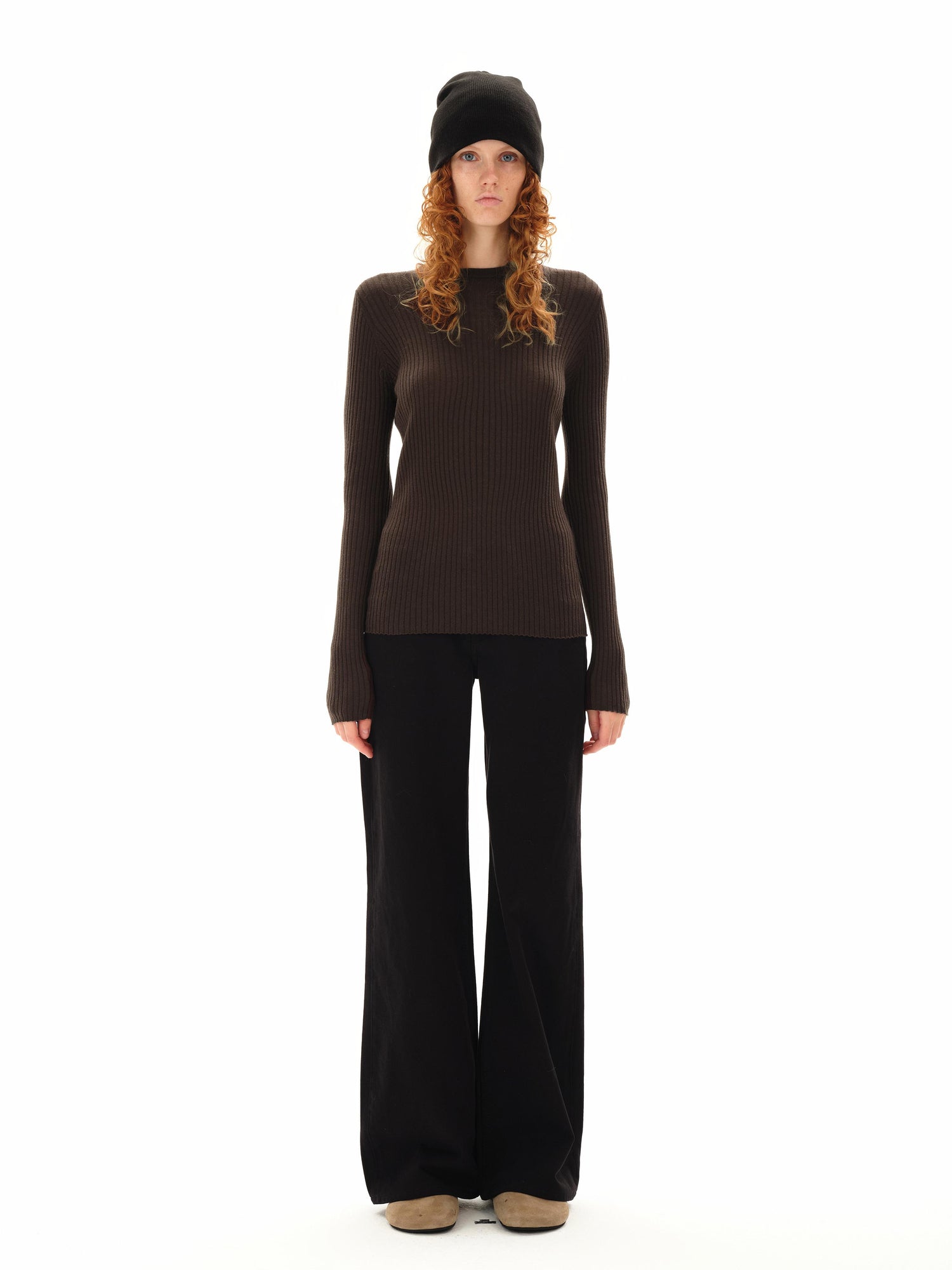 Northbutsouth Low Rise Wide Leg Black Twill Denim Trousers