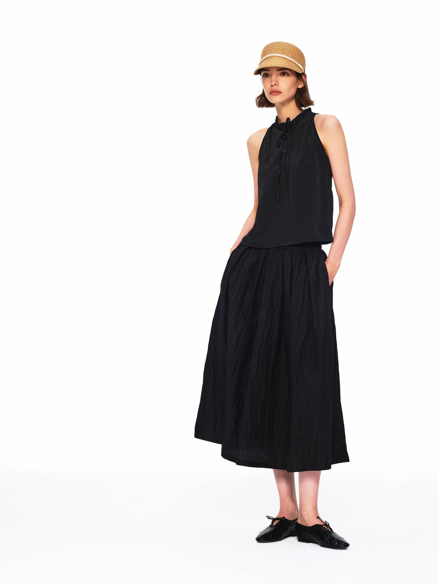 Northbutsouth Lustrous Textured Ruched Low Waist Women&