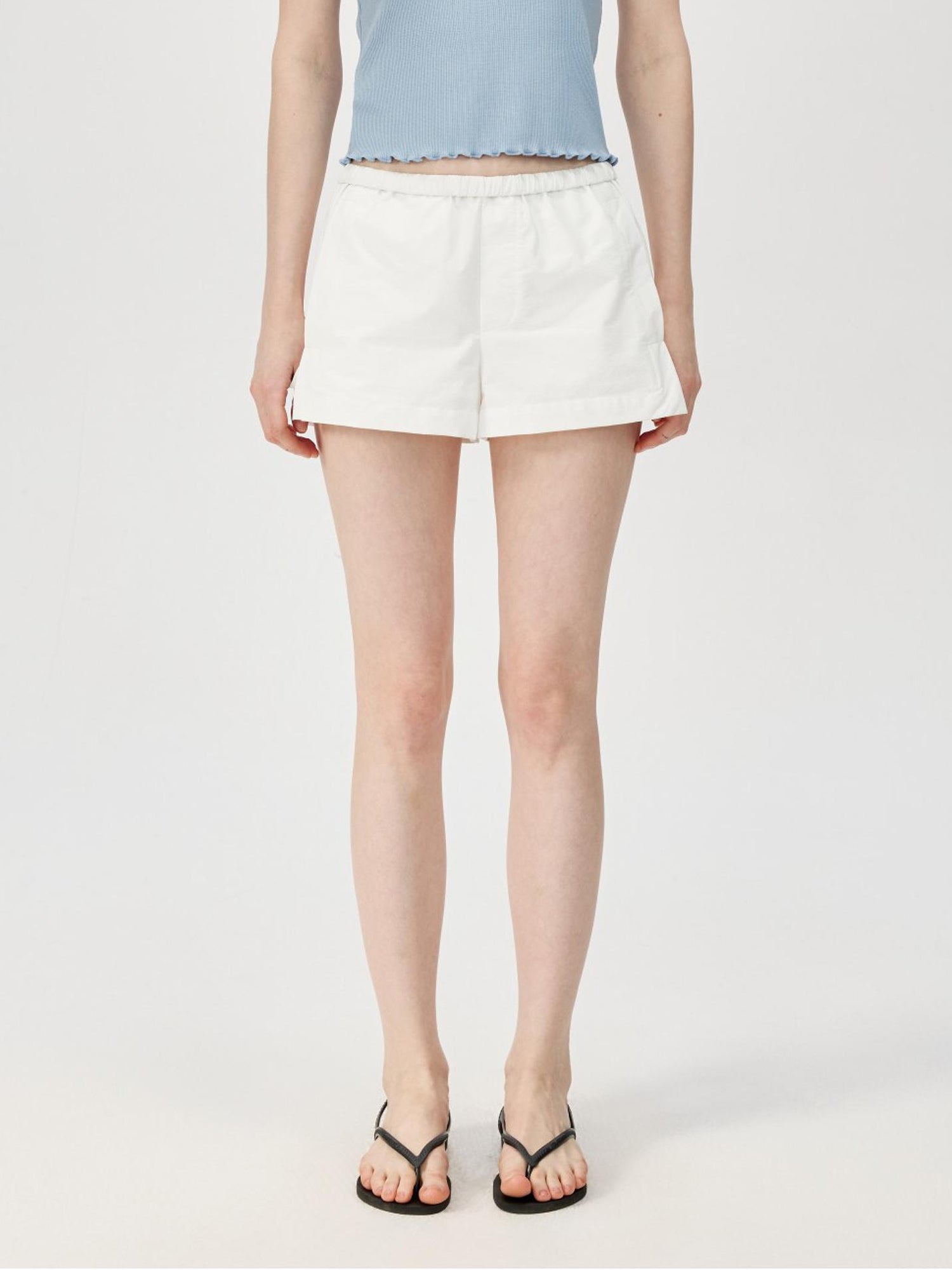 Northbutsouth Mid Rise Black White Foldable Waistband Sport Shorts