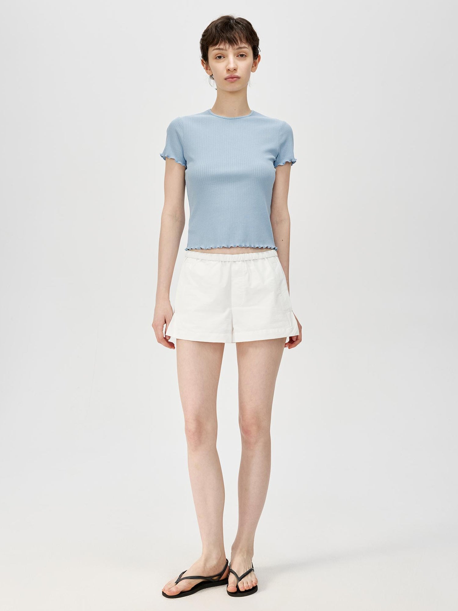 Northbutsouth Mid Rise Black White Foldable Waistband Sport Shorts