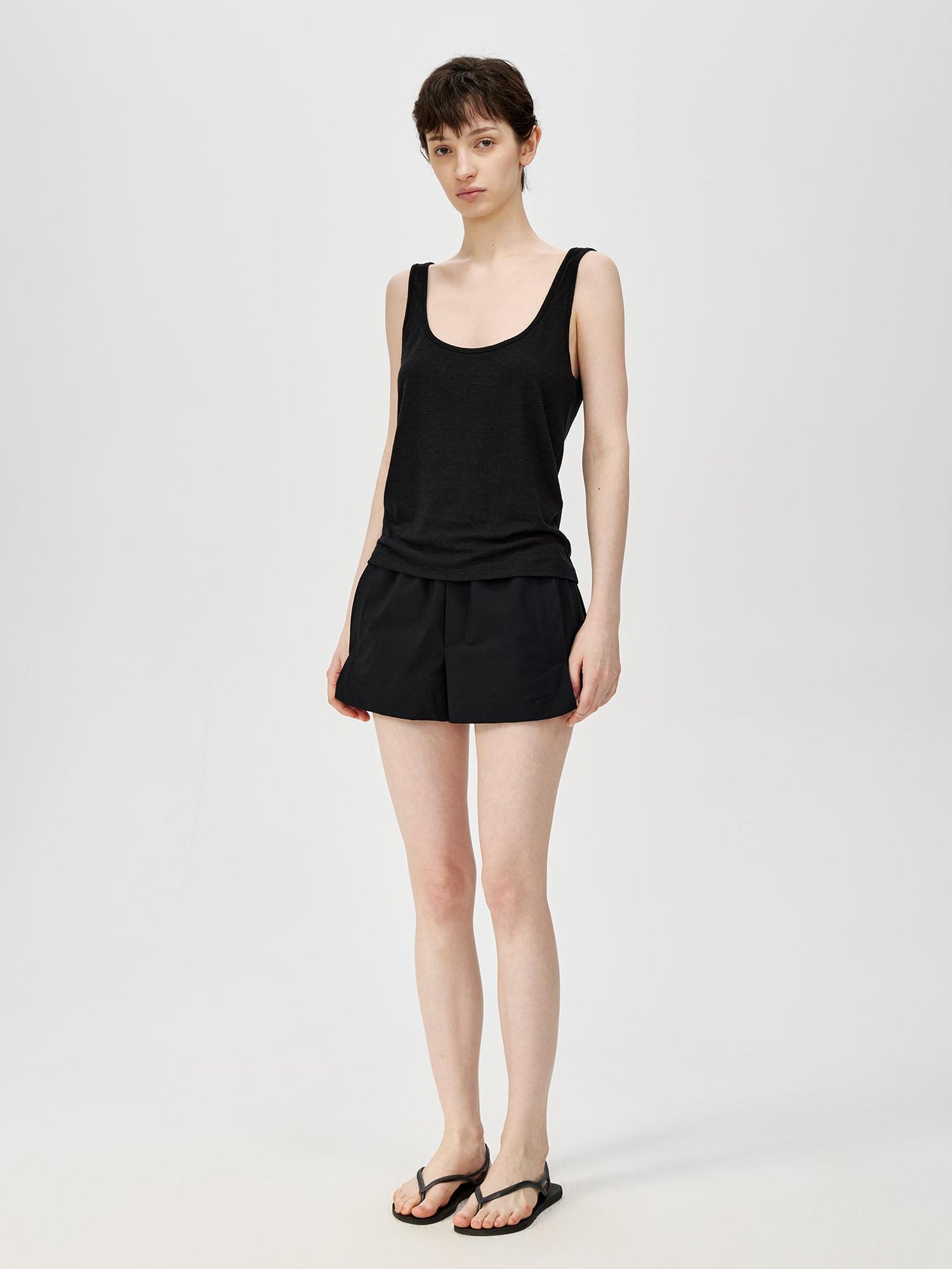 Northbutsouth Mid Rise Black White Foldable Waistband Sport Shorts