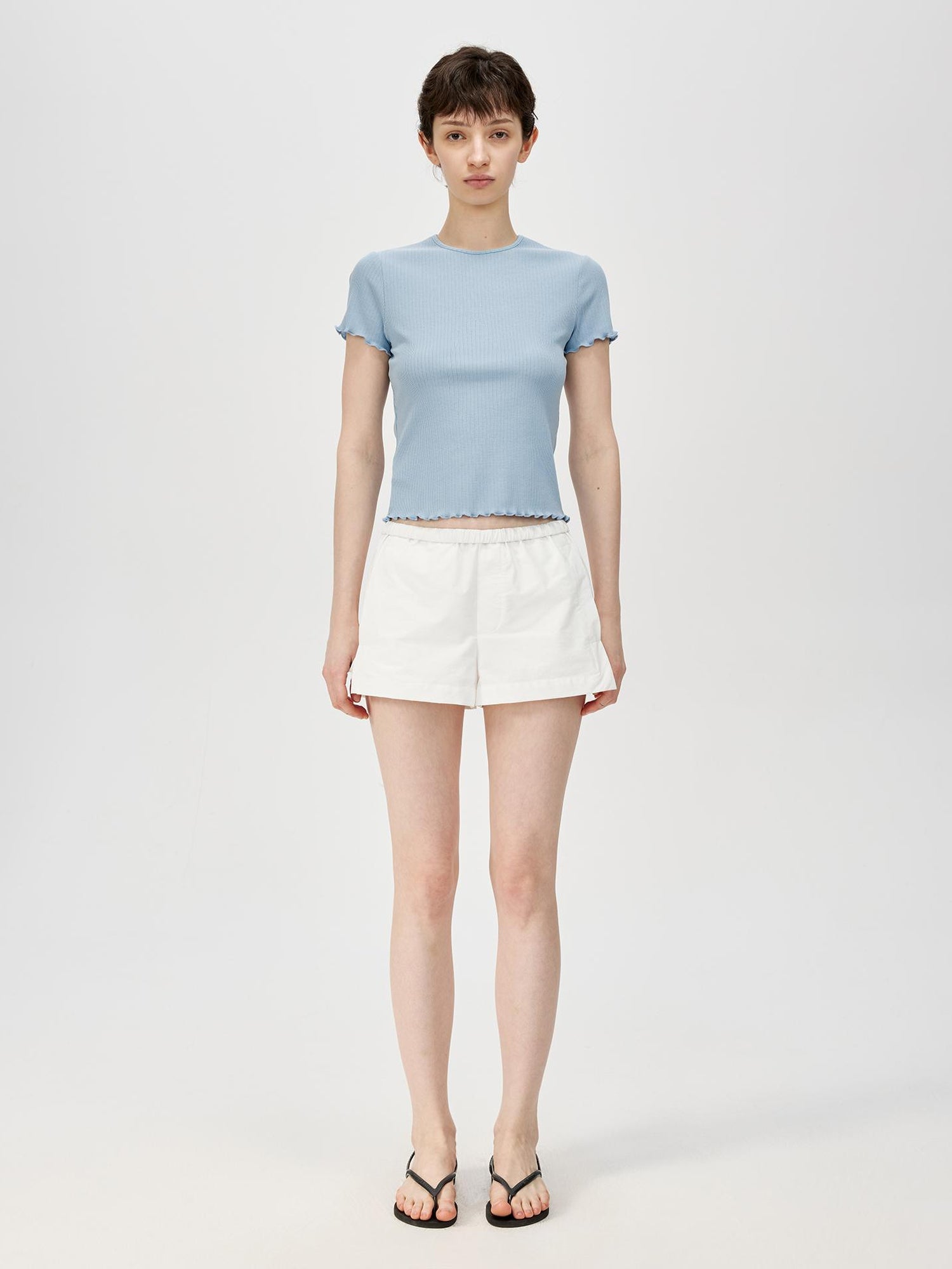 Northbutsouth Mid Rise Black White Foldable Waistband Sport Shorts