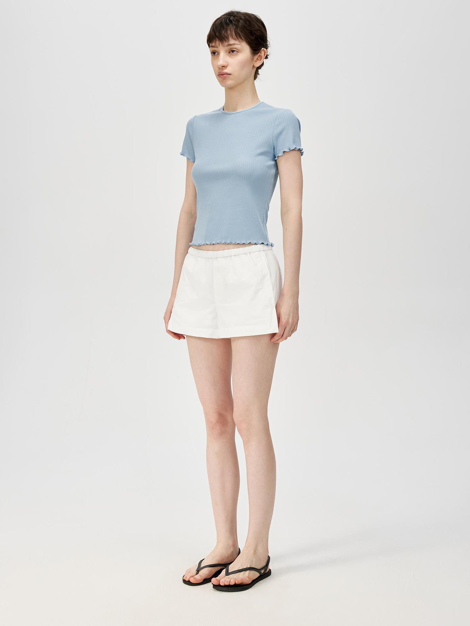 Northbutsouth Mid Rise Black White Foldable Waistband Sport Shorts