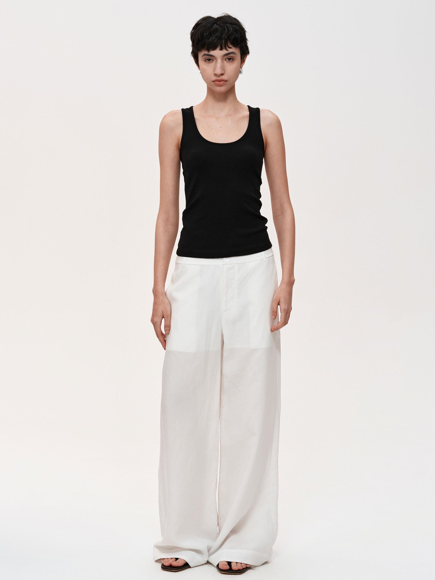 Northbutsouth Mid Rise Linen Blend Relaxed Fit Straight Leg Pants