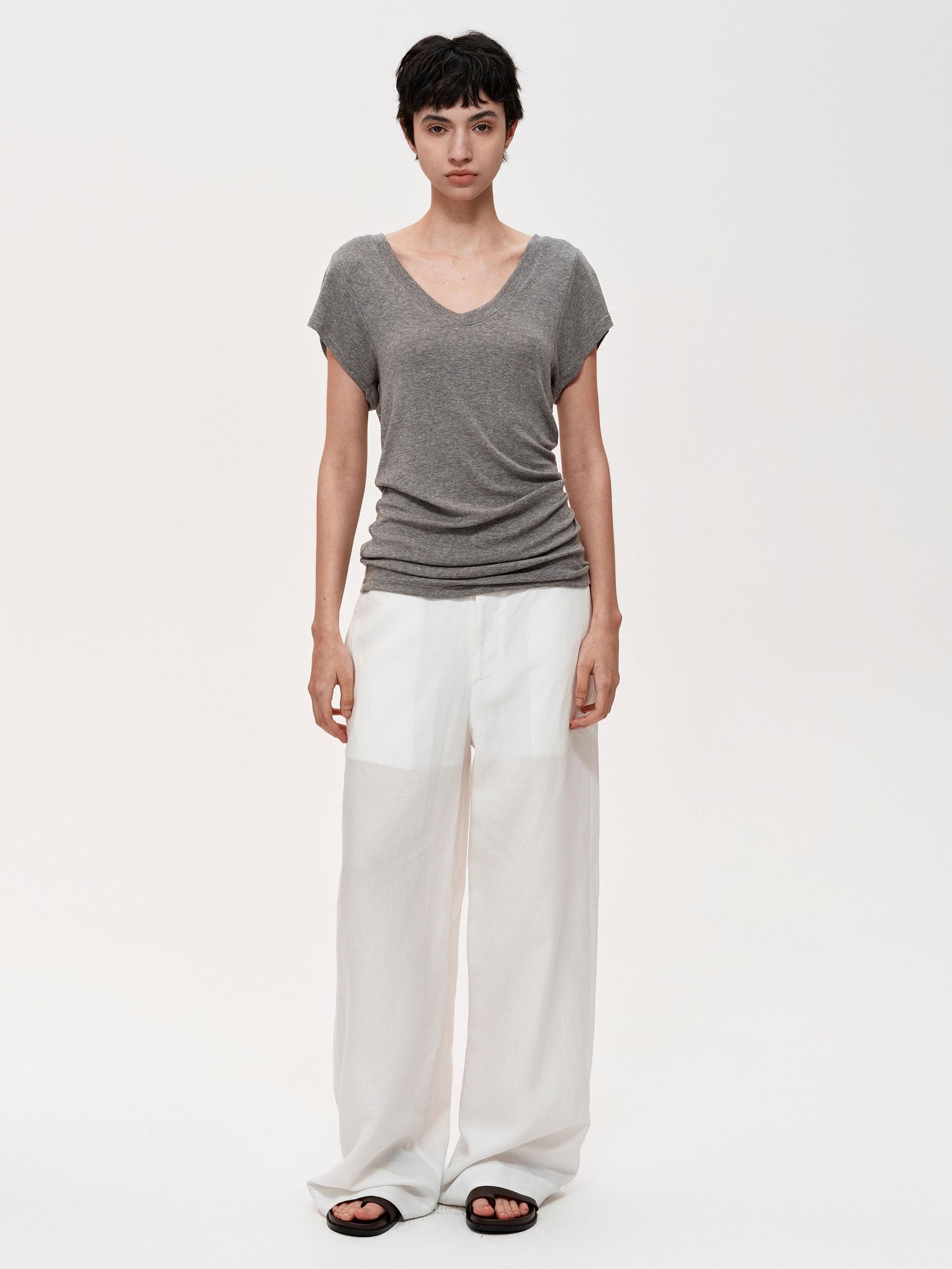 Northbutsouth Mid Rise Linen Blend Relaxed Fit Straight Leg Pants