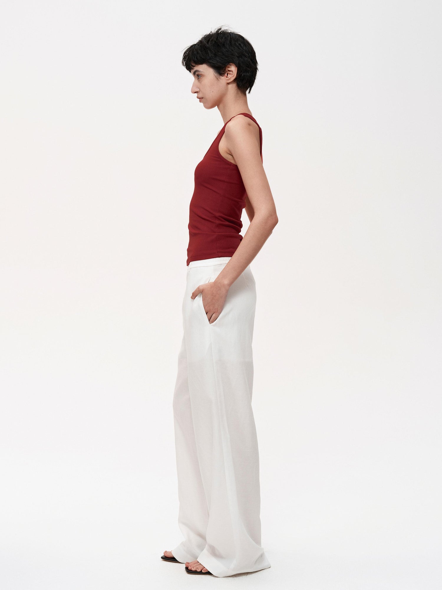 Northbutsouth Mid Rise Linen Blend Relaxed Fit Straight Leg Pants