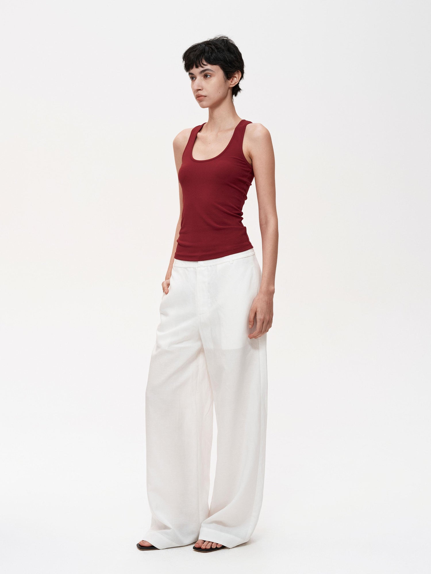 Northbutsouth Mid Rise Linen Blend Relaxed Fit Straight Leg Pants