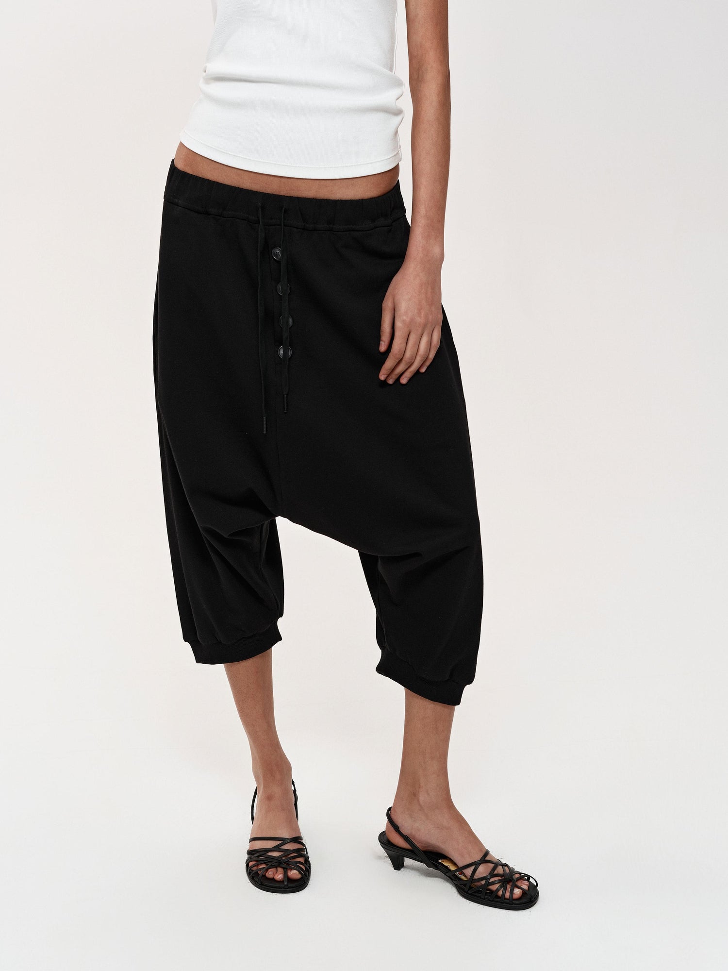 Northbutsouth Multi Button Drawstring Drop Crotch Casual Shorts