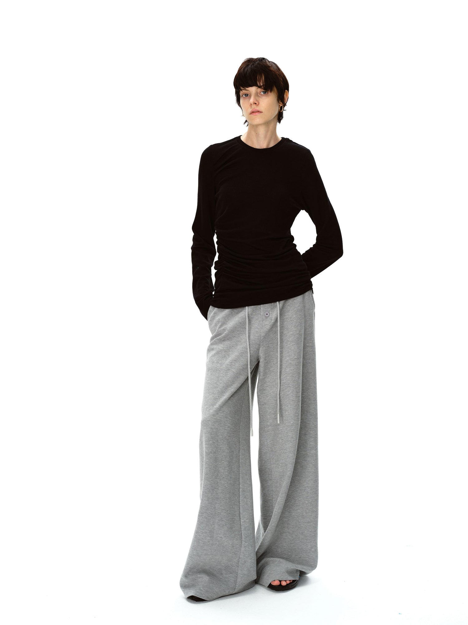Northbutsouth Multi Button Drawstring Elastic Waist Casual Sweatpants