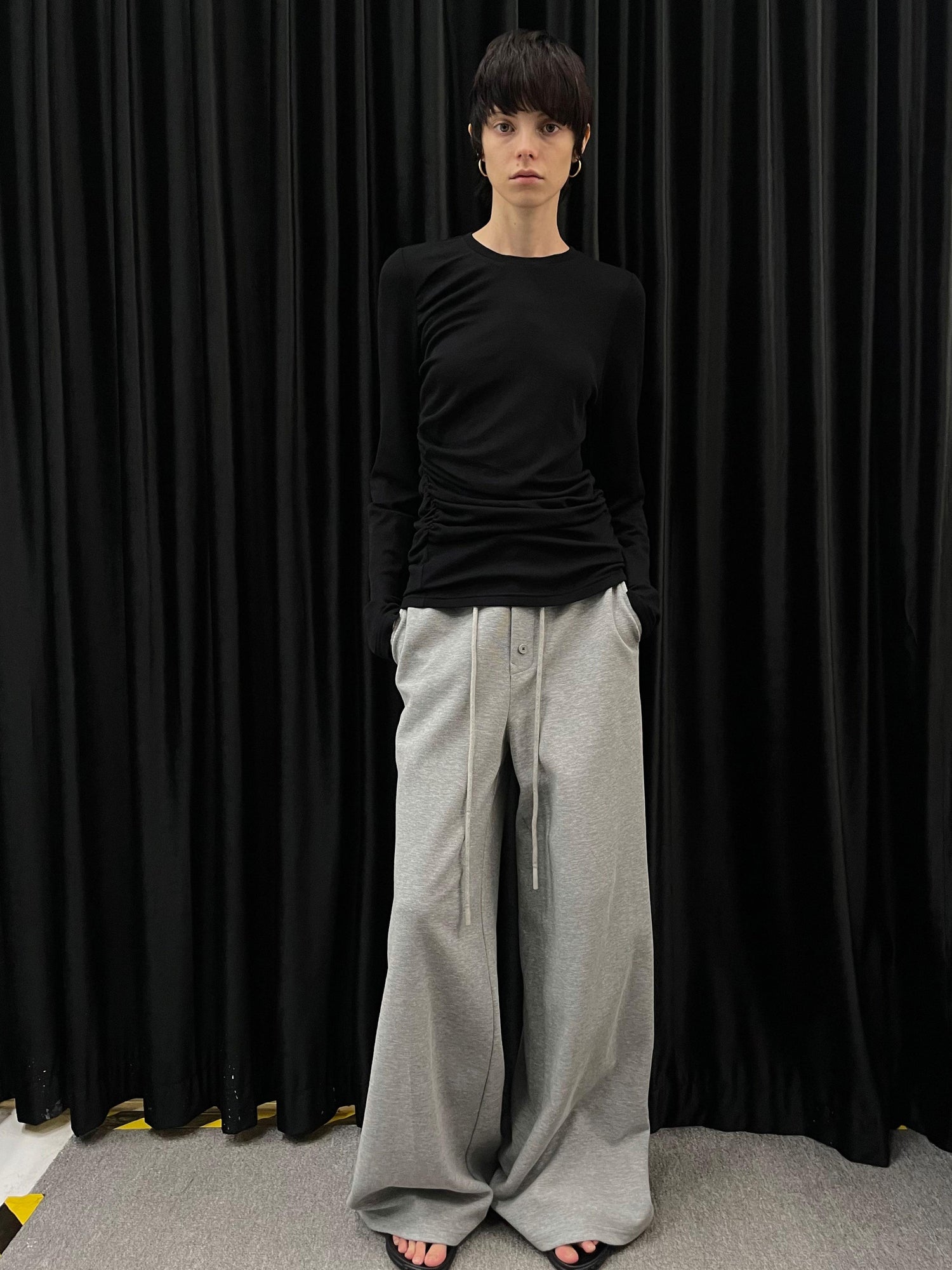 Northbutsouth Multi Button Drawstring Elastic Waist Casual Sweatpants