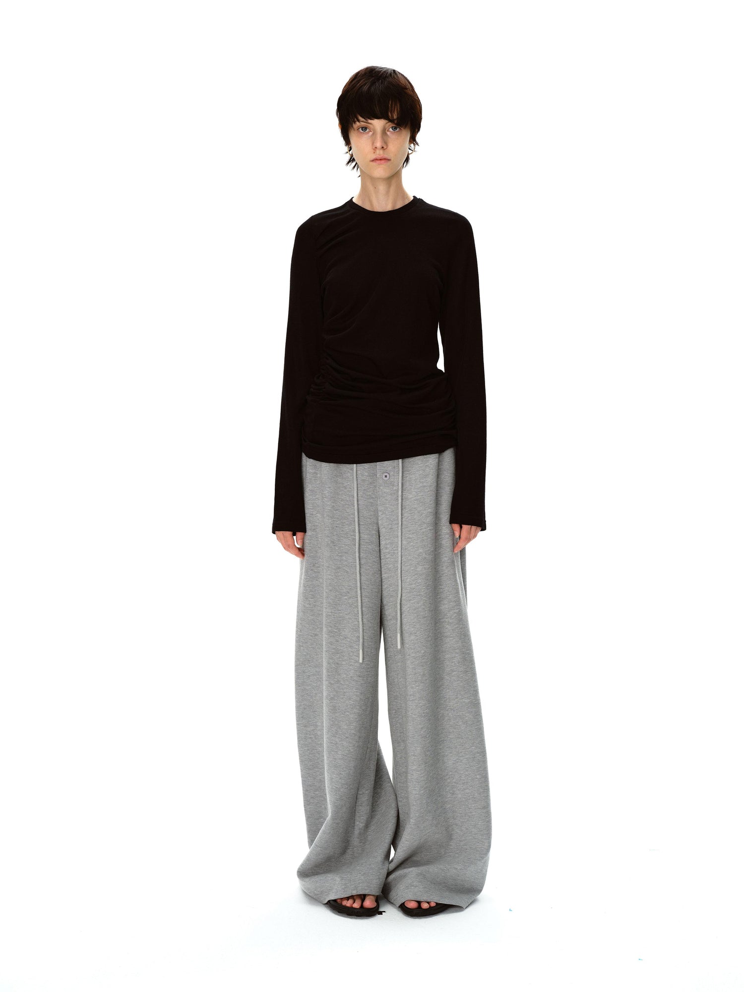 Northbutsouth Multi Button Drawstring Elastic Waist Casual Sweatpants