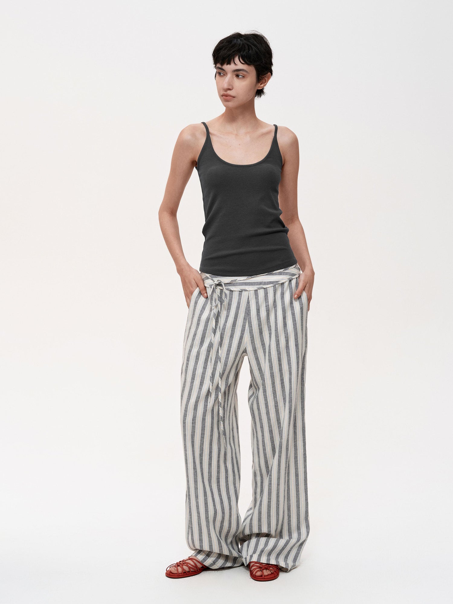 Northbutsouth Multi Color Slim Strap Camisole With Side Support Tummy Control V-neck T-shirt Long Sleeve