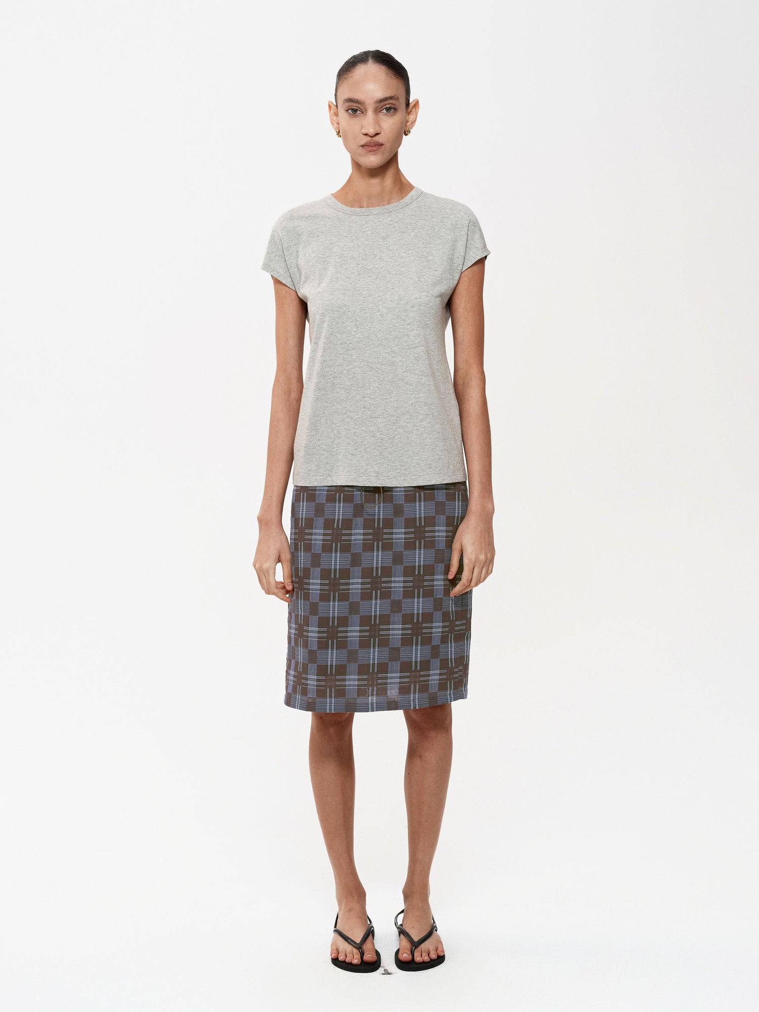 Northbutsouth Multi Way Drawstring Plaid Skirt And Tube Top Set