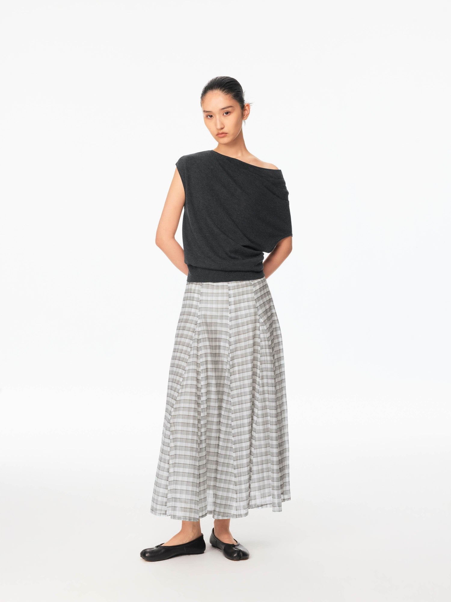 Northbutsouth Multicolor Knit Gathered Slanted Neck Women&