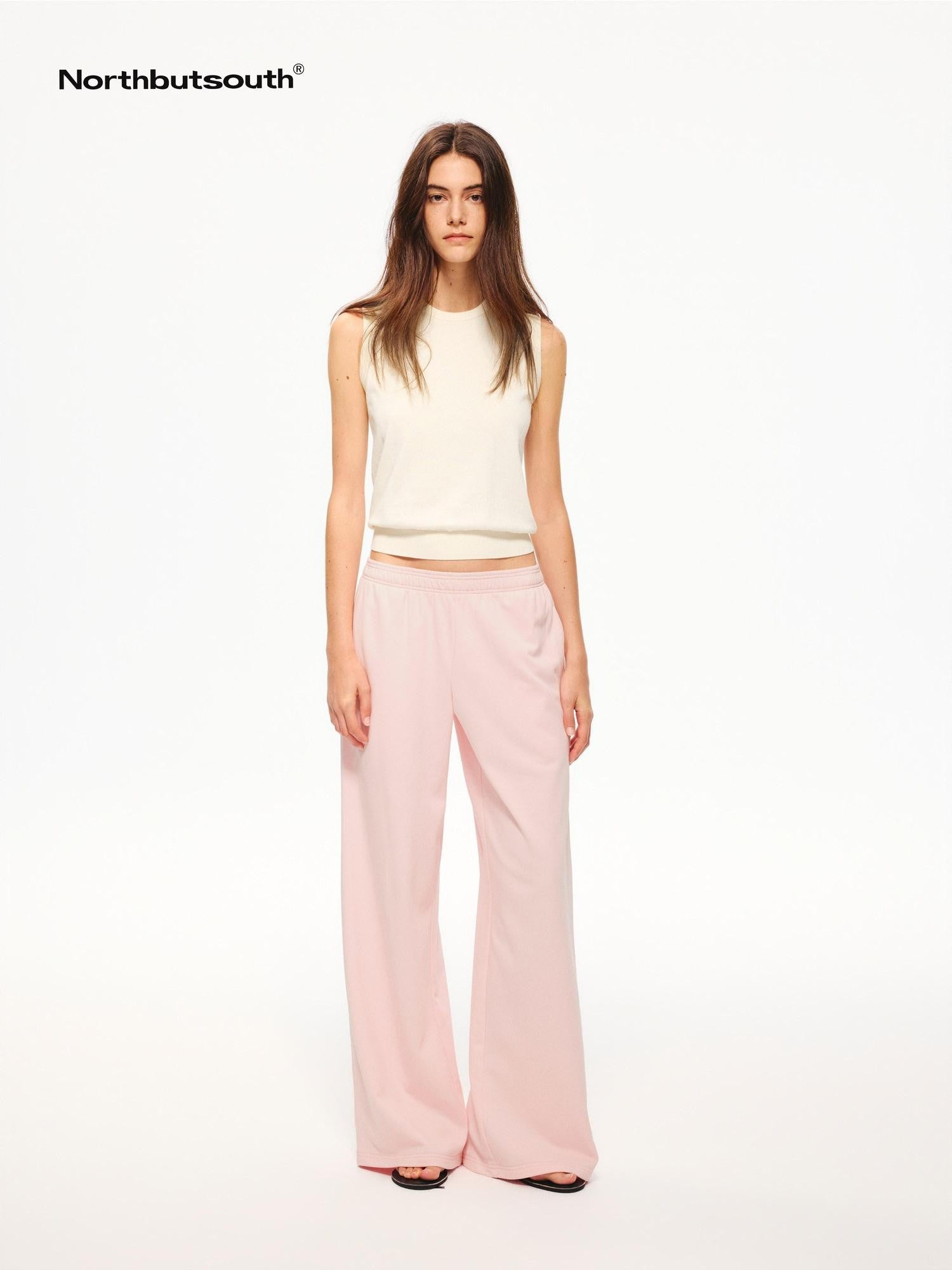 Northbutsouth Multicolor Ribbed Knit Round Neck Tape Trim Women&