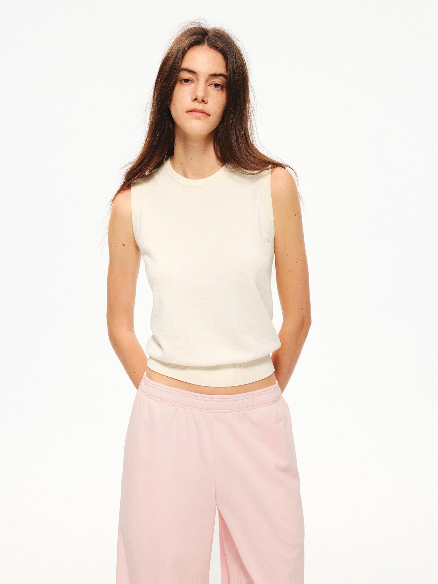 Northbutsouth Multicolor Ribbed Knit Round Neck Tape Trim Women&