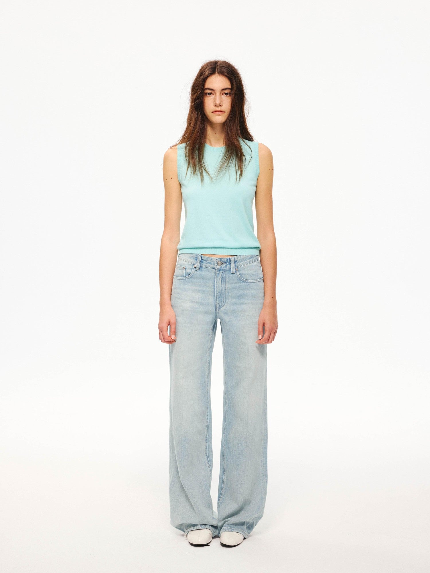 Northbutsouth Multicolor Ribbed Knit Round Neck Tape Trim Women&