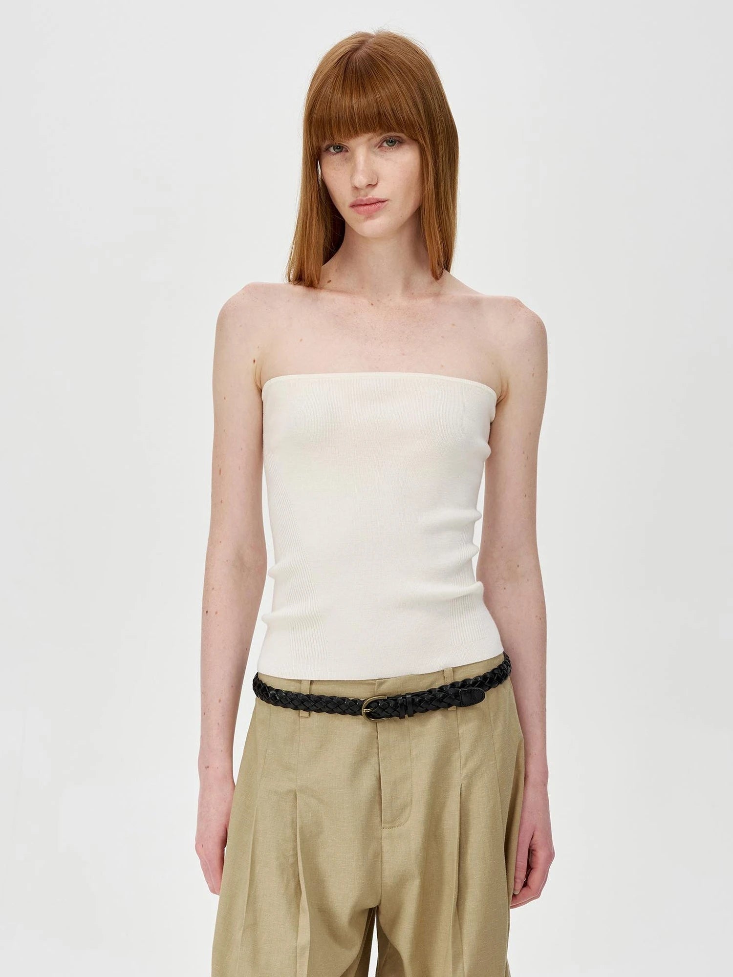 Multicolor Yangzi Wool High Elasticity Slimming Ribbed Tube Top