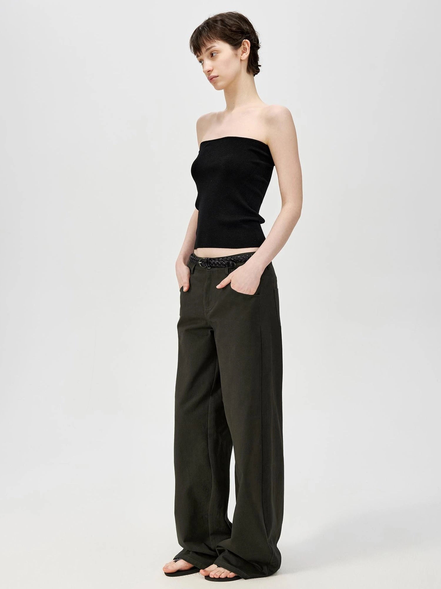 Multicolor Yangzi Wool High Elasticity Slimming Ribbed Tube Top