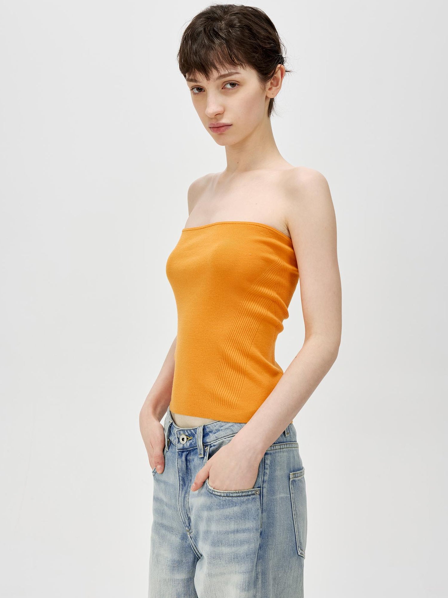 Northbutsouth Multicolor Yangzi Wool High Elasticity Slimming Ribbed Tube Top