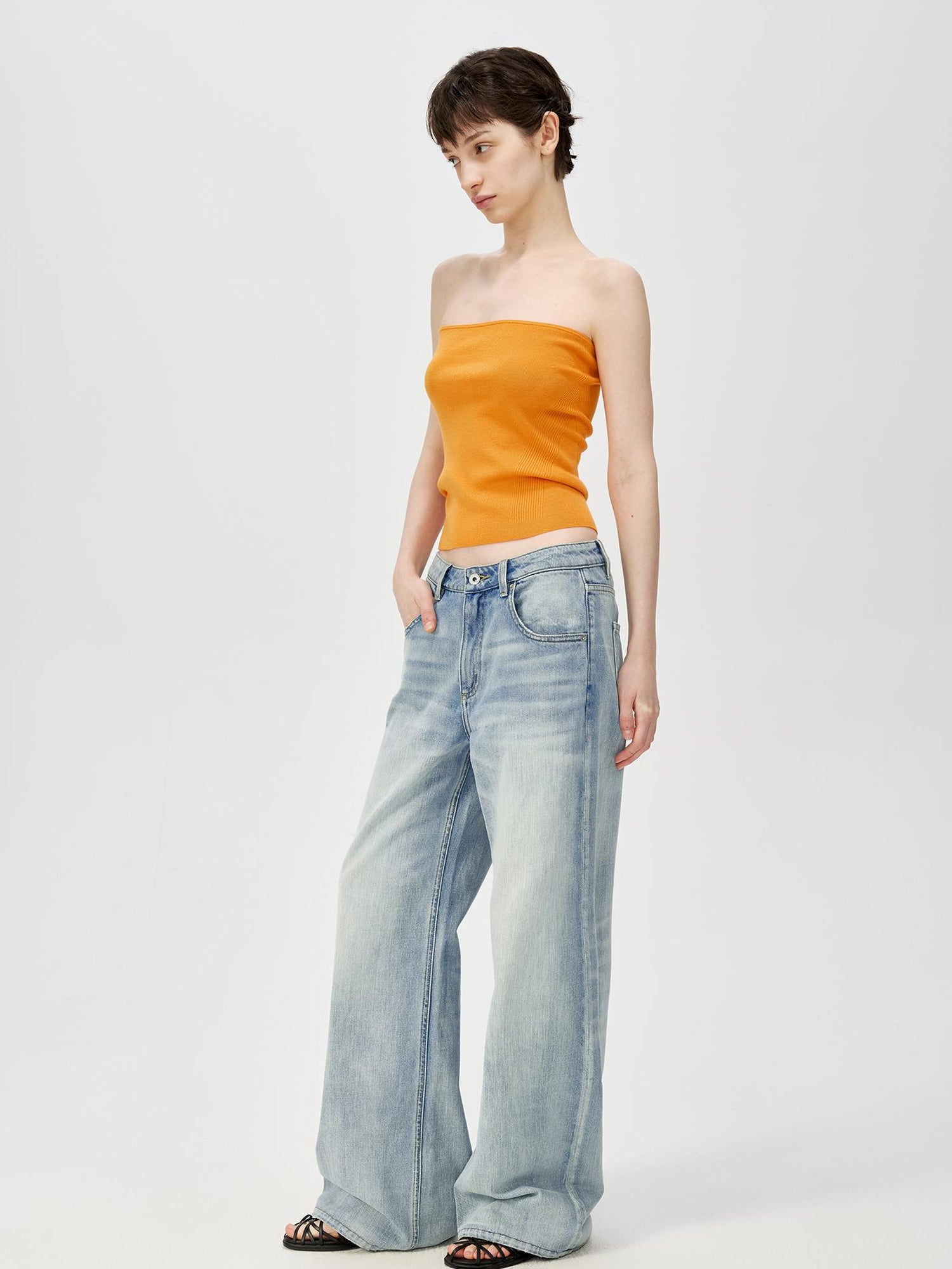 Northbutsouth Multicolor Yangzi Wool High Elasticity Slimming Ribbed Tube Top