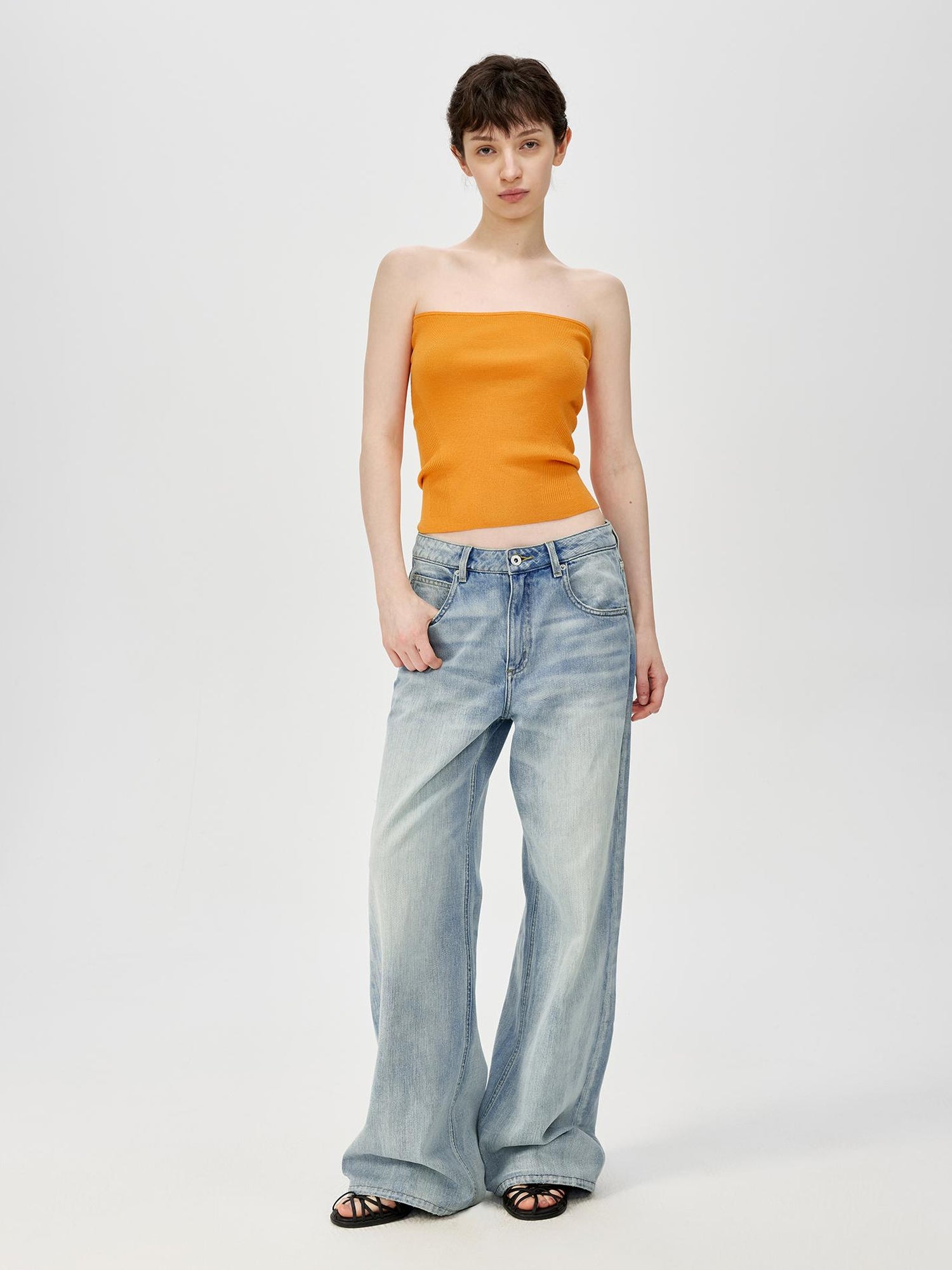 Northbutsouth Multicolor Yangzi Wool High Elasticity Slimming Ribbed Tube Top