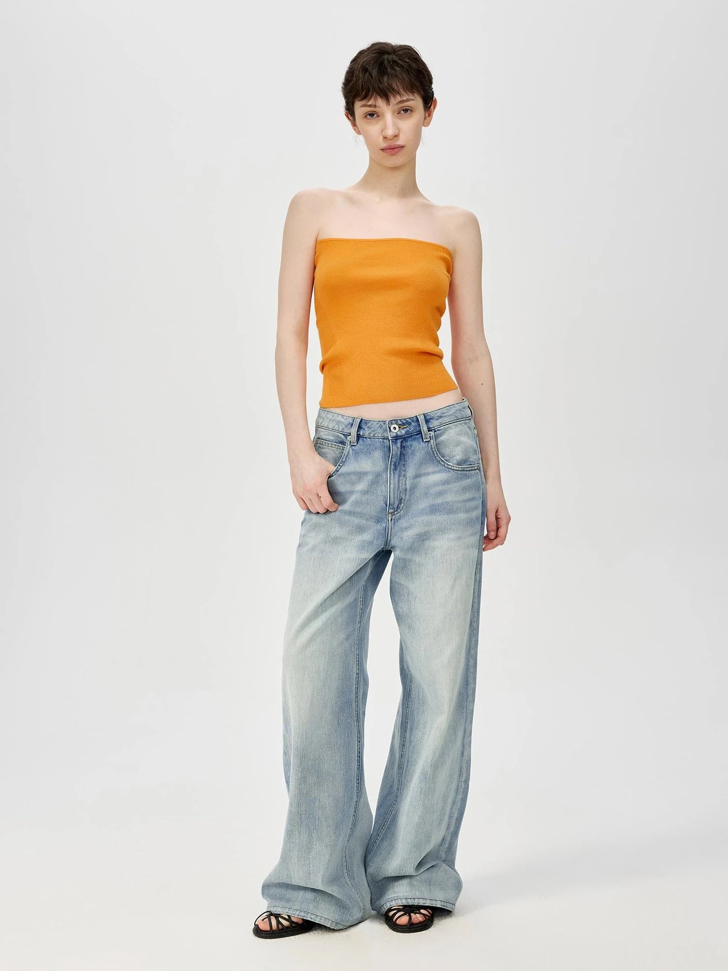 Multicolor Yangzi Wool High Elasticity Slimming Ribbed Tube Top