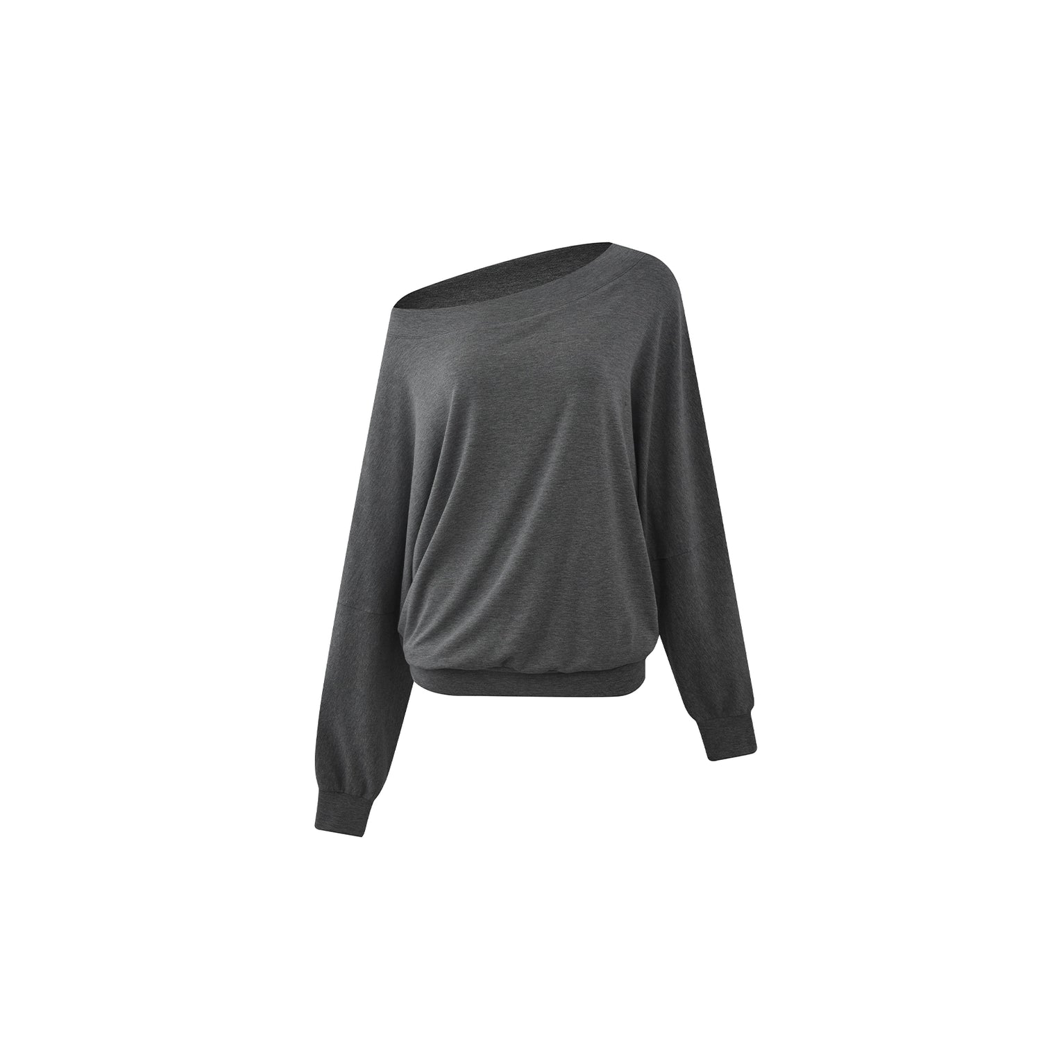 Northbutsouth Oblique Shoulder Batwing Sleeve Stacked Top MISSTT