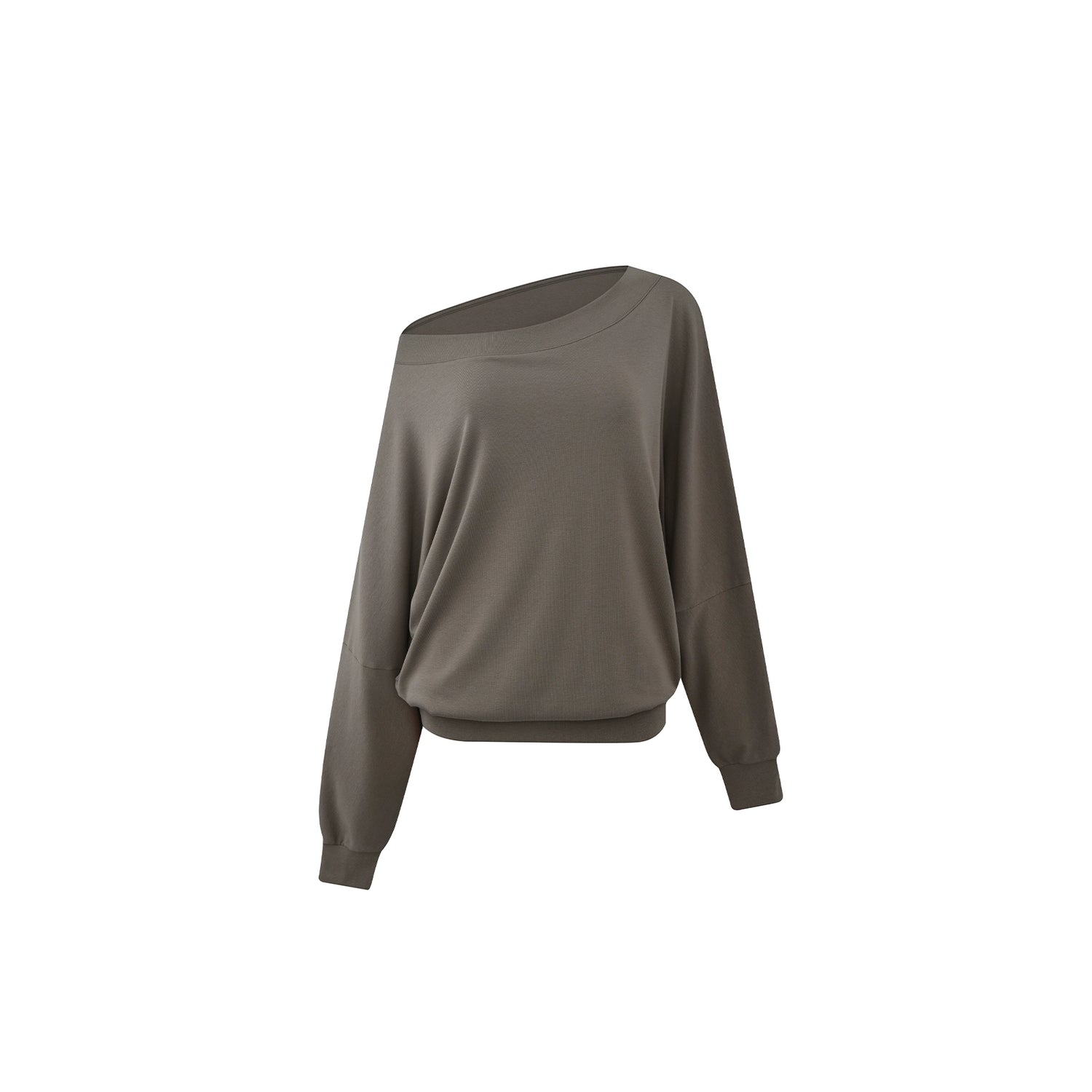 Northbutsouth Oblique Shoulder Batwing Sleeve Stacked Top MISSTT