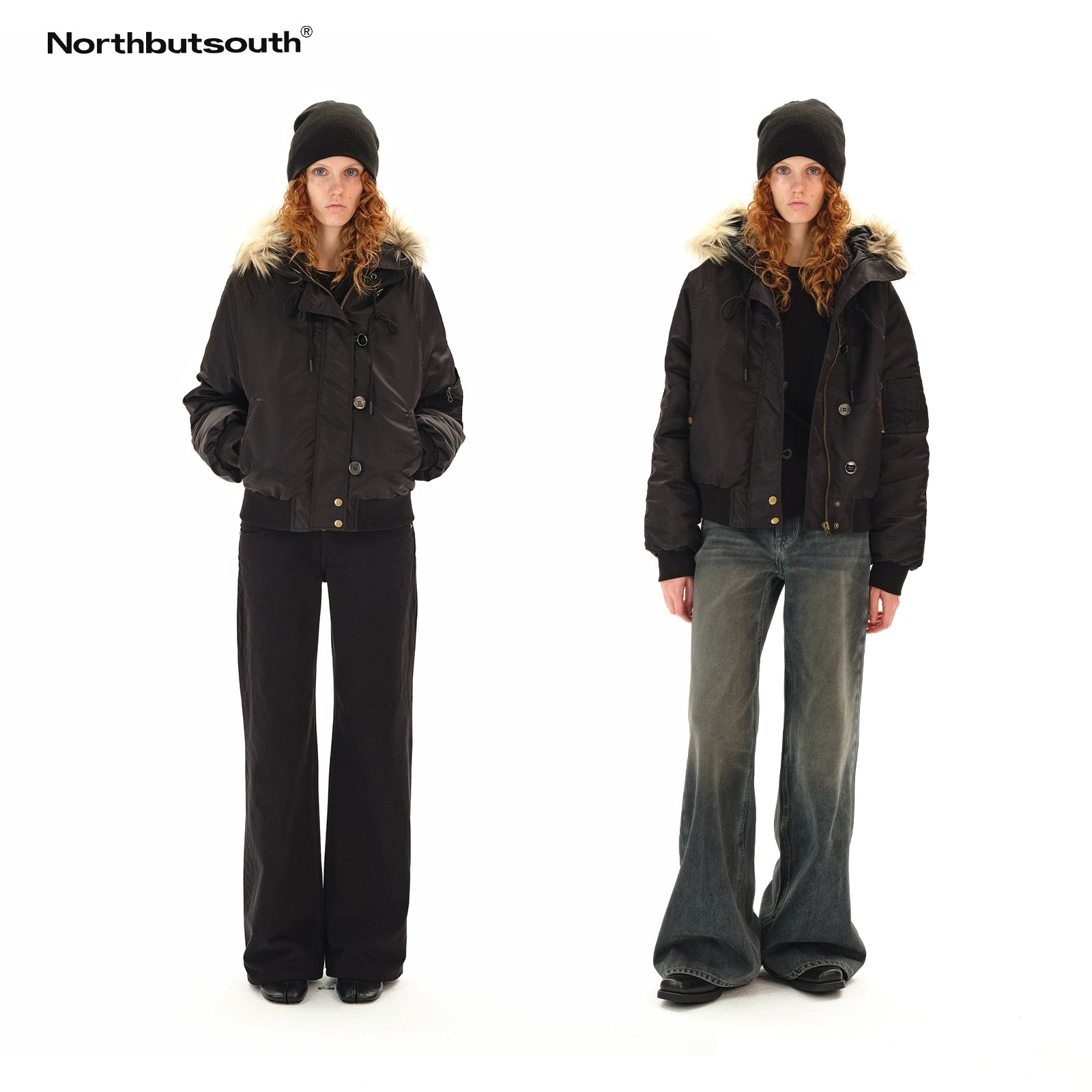 Northbutsouth Pilot Feather Down Hooded Jacket With Fur Trim MISSTT