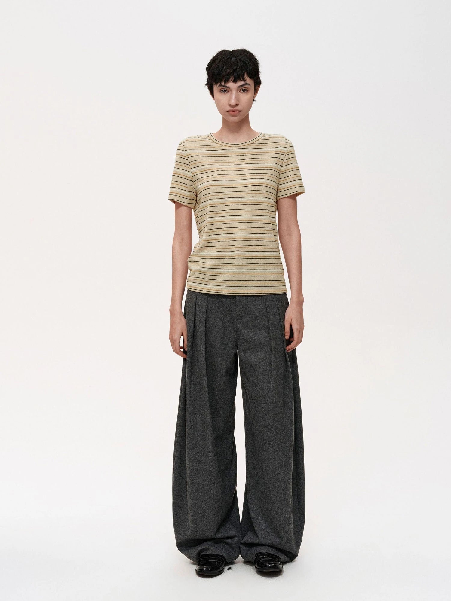 Pleated Flowy Wide Leg Trousers