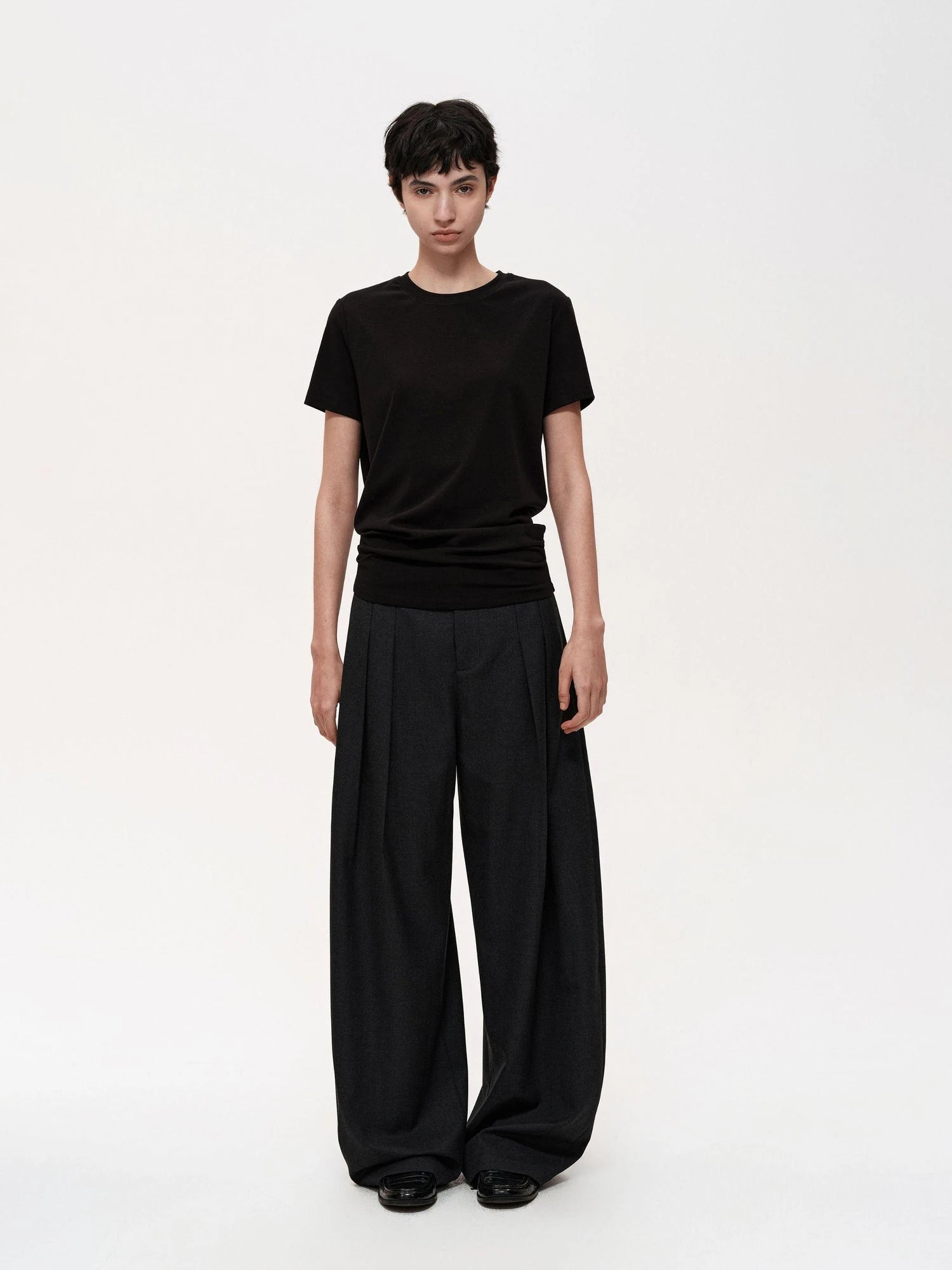 Pleated Flowy Wide Leg Trousers