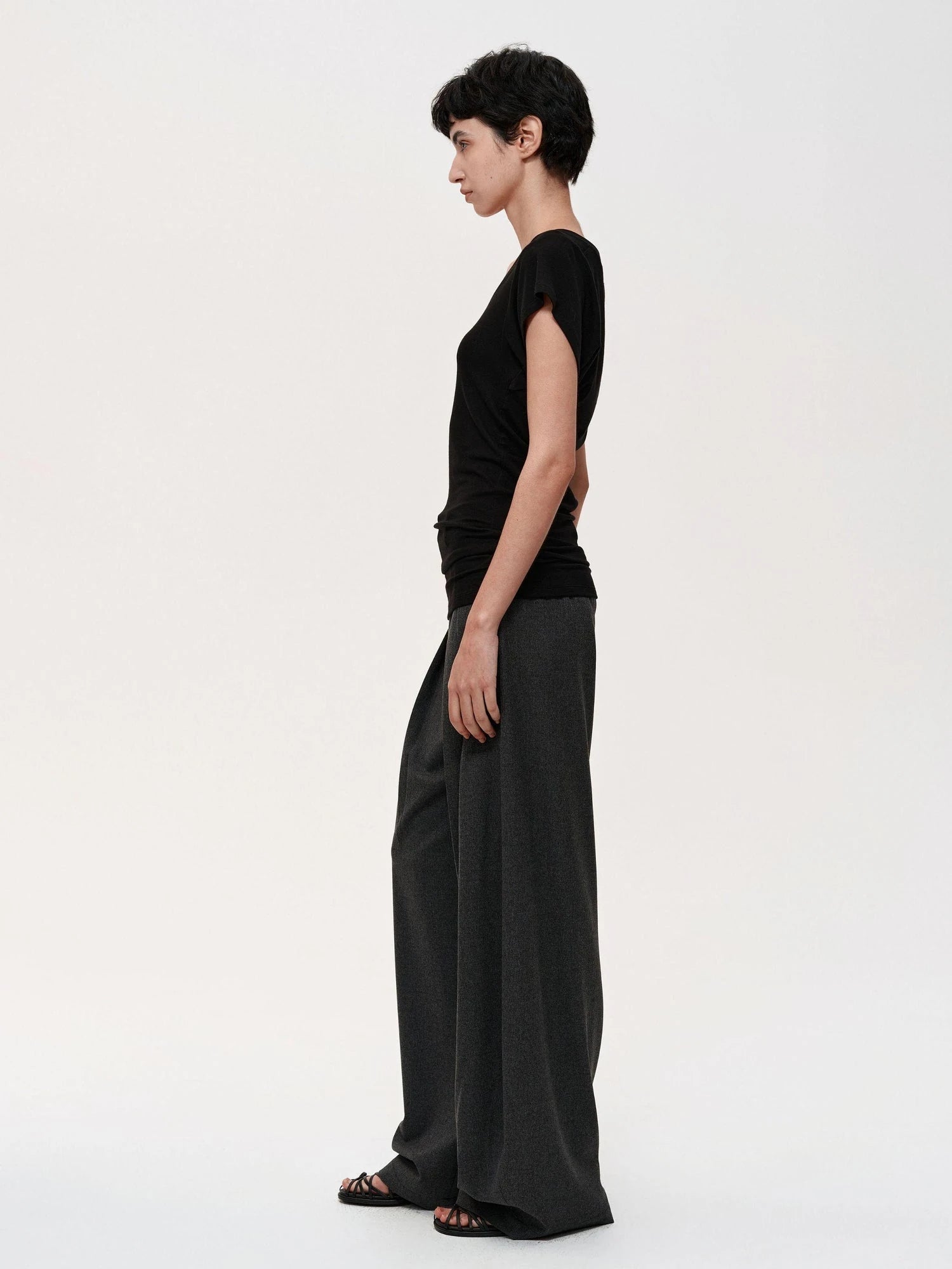Pleated Flowy Wide Leg Trousers