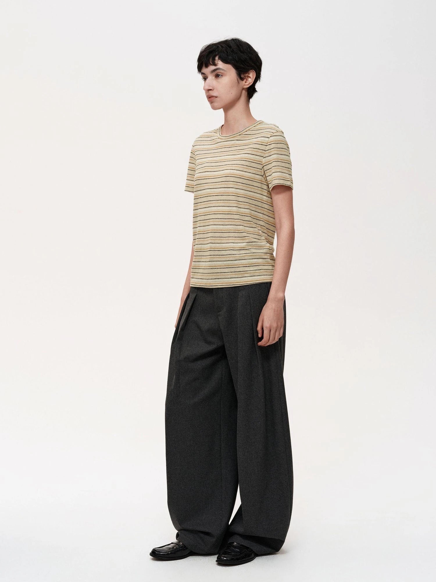 Pleated Flowy Wide Leg Trousers