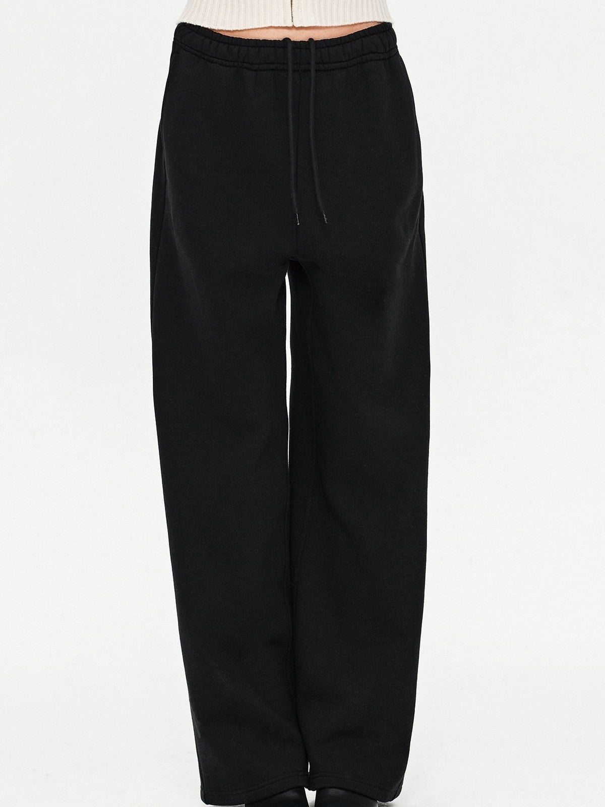 Northbutsouth Plush Thermal Hidden Drawstring Asymmetric Straight Women&