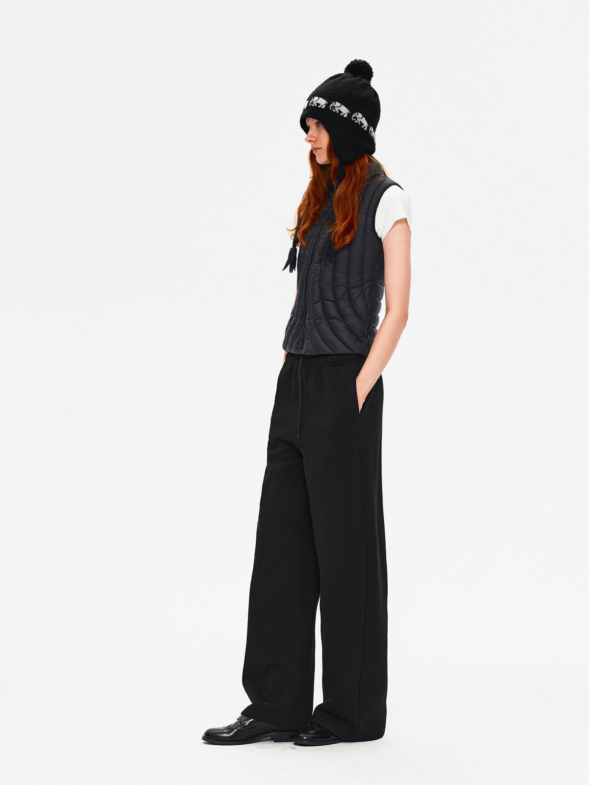 Northbutsouth Plush Thermal Hidden Drawstring Asymmetric Straight Women&