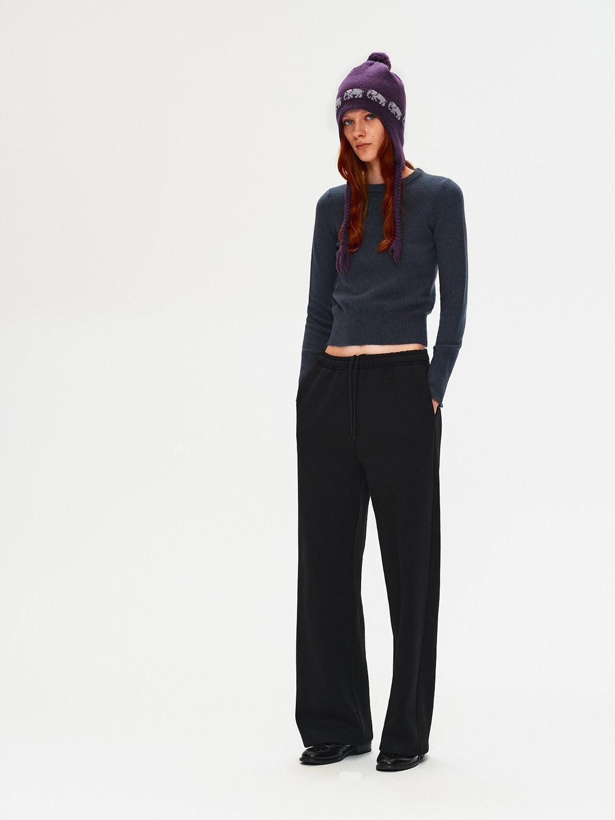 Northbutsouth Plush Thermal Hidden Drawstring Asymmetric Straight Women&